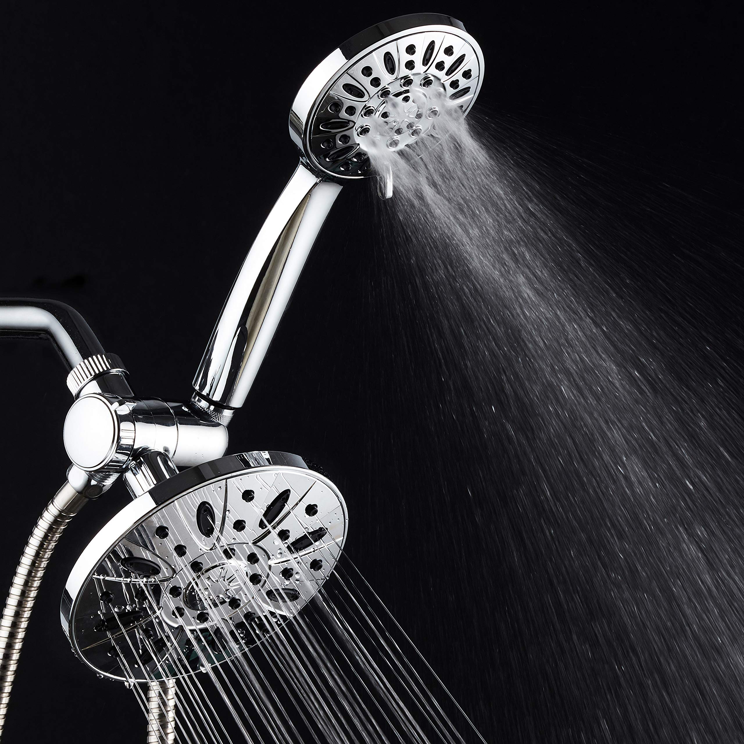 AquaDance Combinación de lluvia de 3 vías de alta presión de alta calidad, ducha de mano de 6 ajustes por separado o juntos, cromado