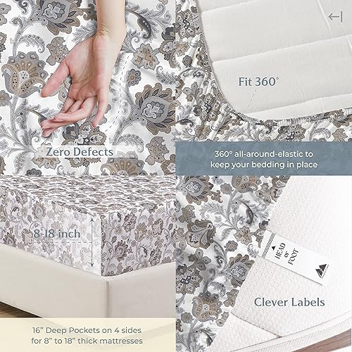 Miniatura 190 de Mayfair Linen Juego de sábanas de 100 % algodón a rayas, tamaño individual, sábanas de damasco de 500 hilos, tamaño individual, juego de 3 piezas