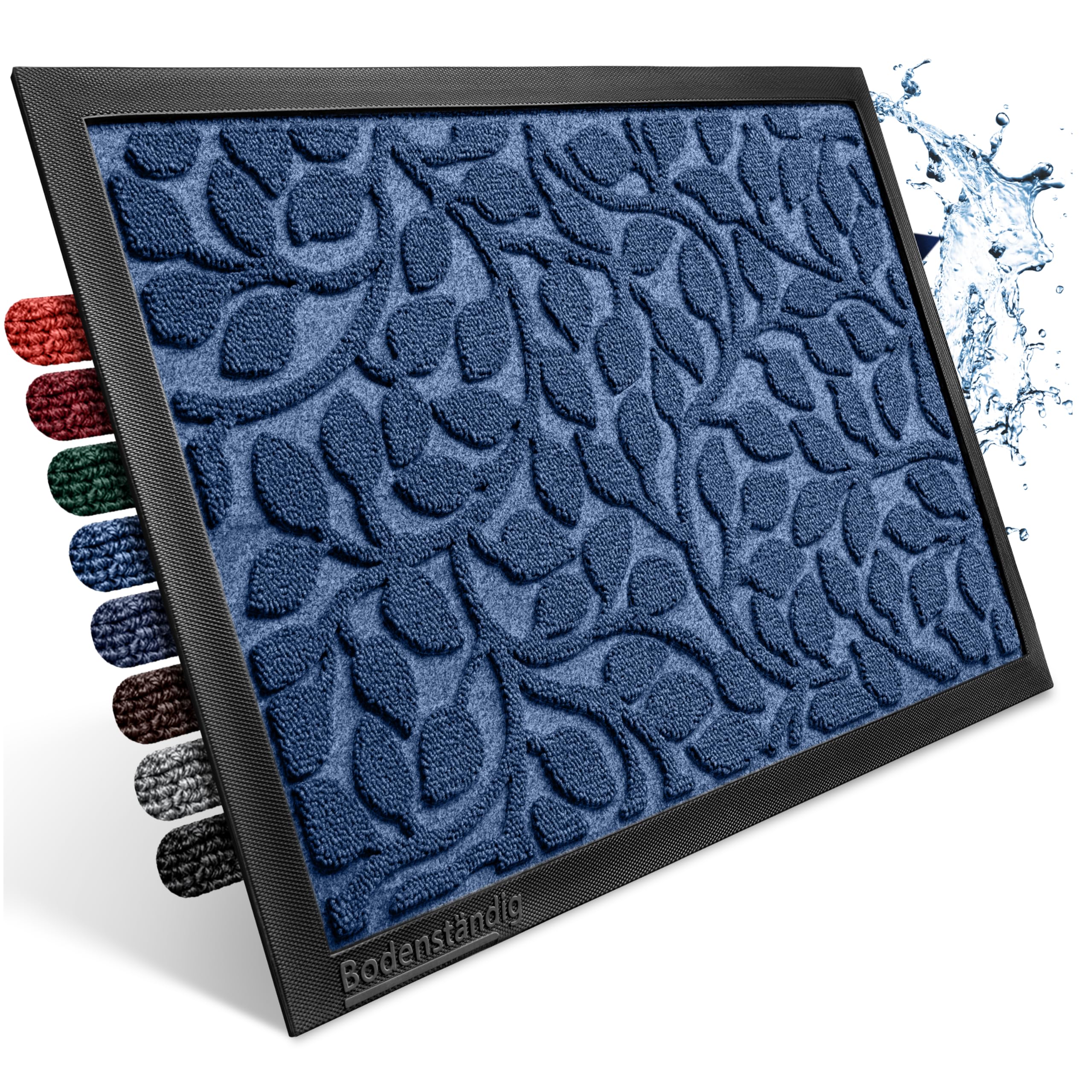 Bodenständig® Fußmatte außen und innen [robust] - Saubere Schuhe Dank geriffelter Oberseite - Perfekte Größe 60x90cm Blau - Fussmatte aussen Türmatte Haustür fussabstreifer innen Bereich