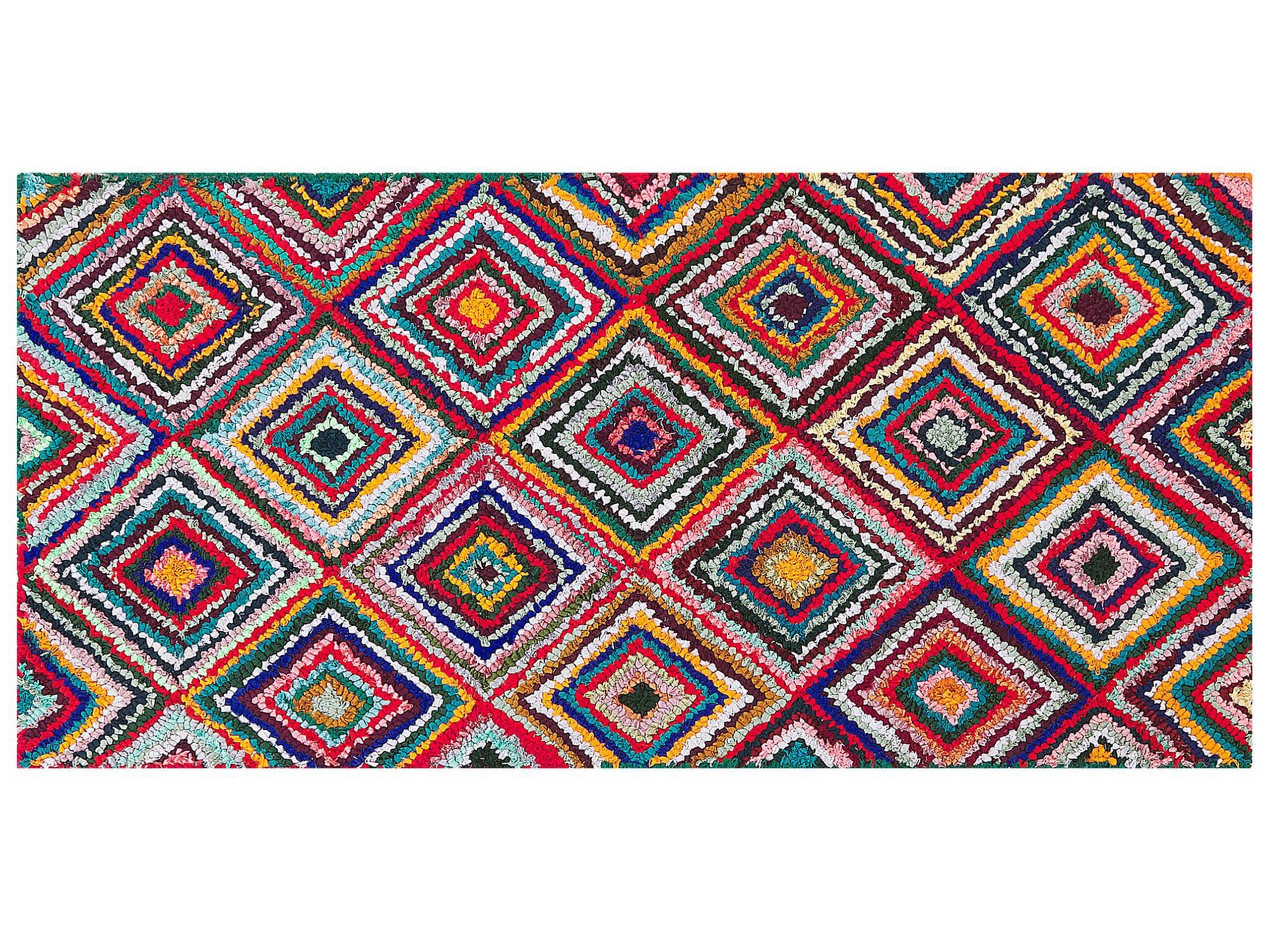 Beliani Modern Cotton Area Rug Multicolour Geometric Pattern 80 x 150 cm Kaiseri