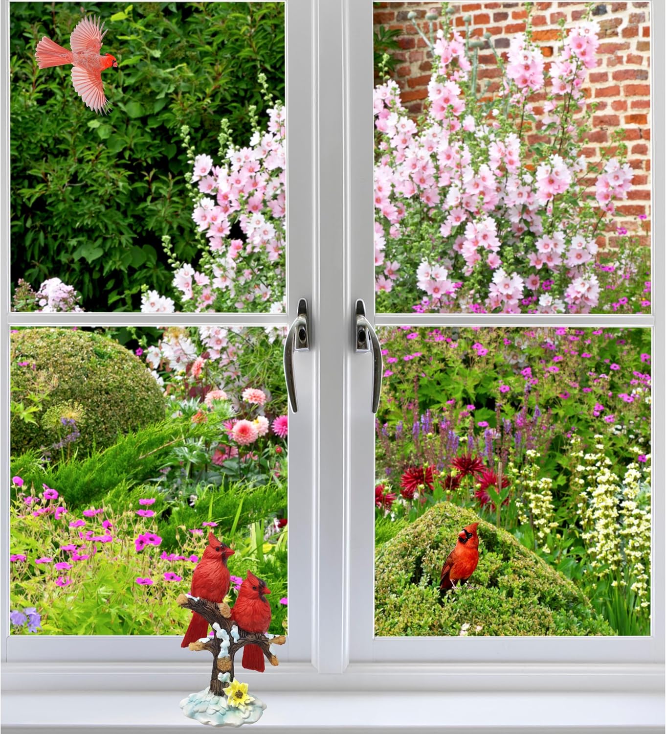 BANBERRY DESIGNS Cardinals Sitting on Branches - Two Red Cardinals on Snowy Tree Branches - Holiday Figurines - Winter Berry Themed Stands 6.5" H - Image 5