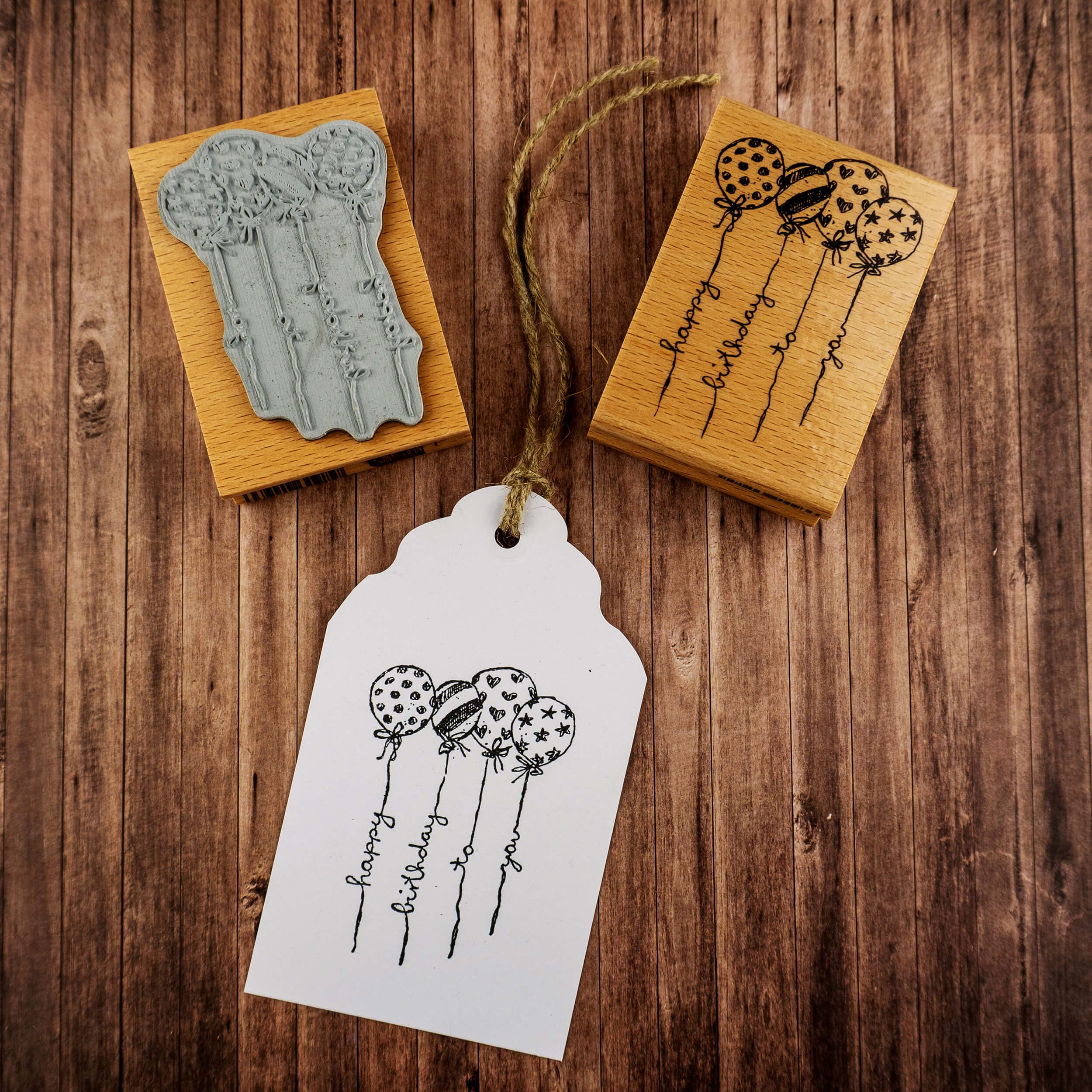 NEWSTAMPS Stempel Luftballons Motivstempel aus Holz & Gummi zum Karten und Geschenke basteln, Holzstempel für Scrapbook, Textilstempel, Deko, Freunde