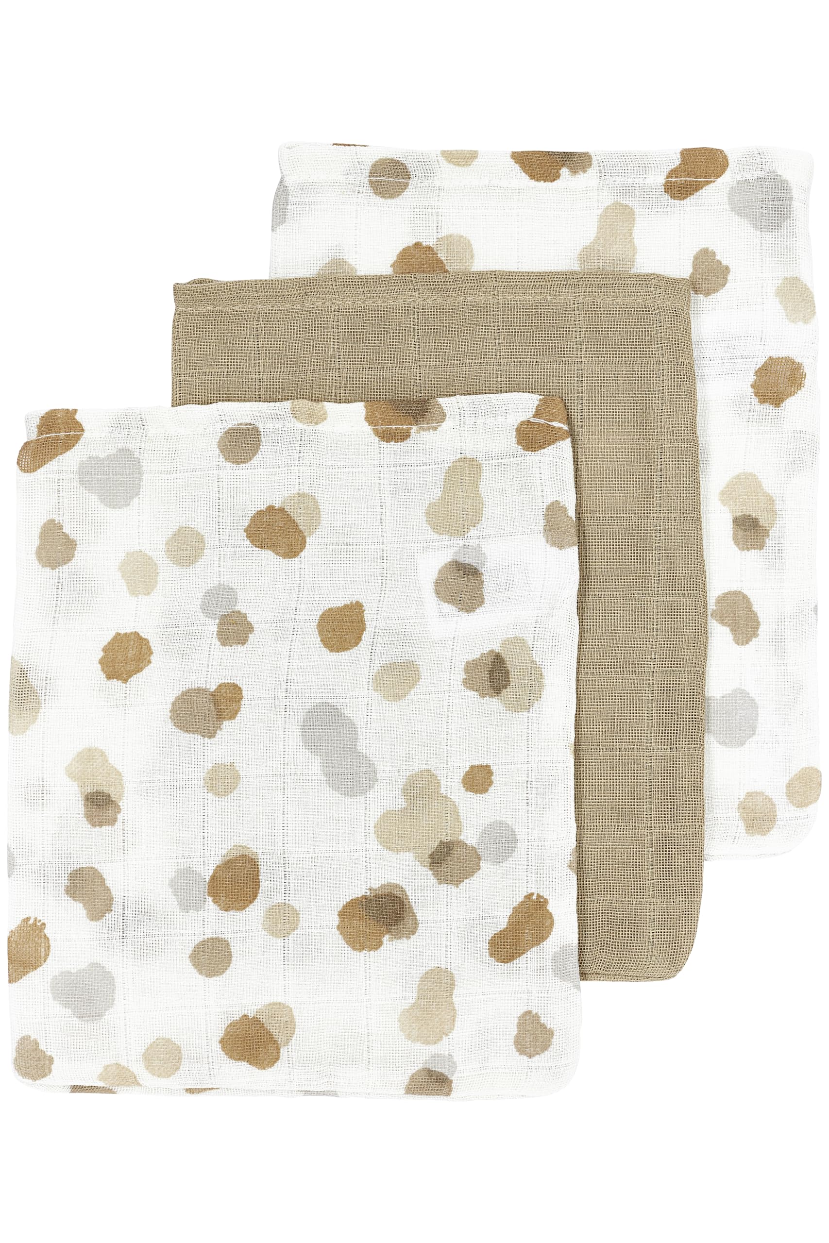 Meyco Baby Stains Gants de Toilette, 3 pièces (Gant de Toilette, Gant de Toilette pour bébé 100% Coton, très Absorbant & séchage Rapide, Multifonctionnel), Sable