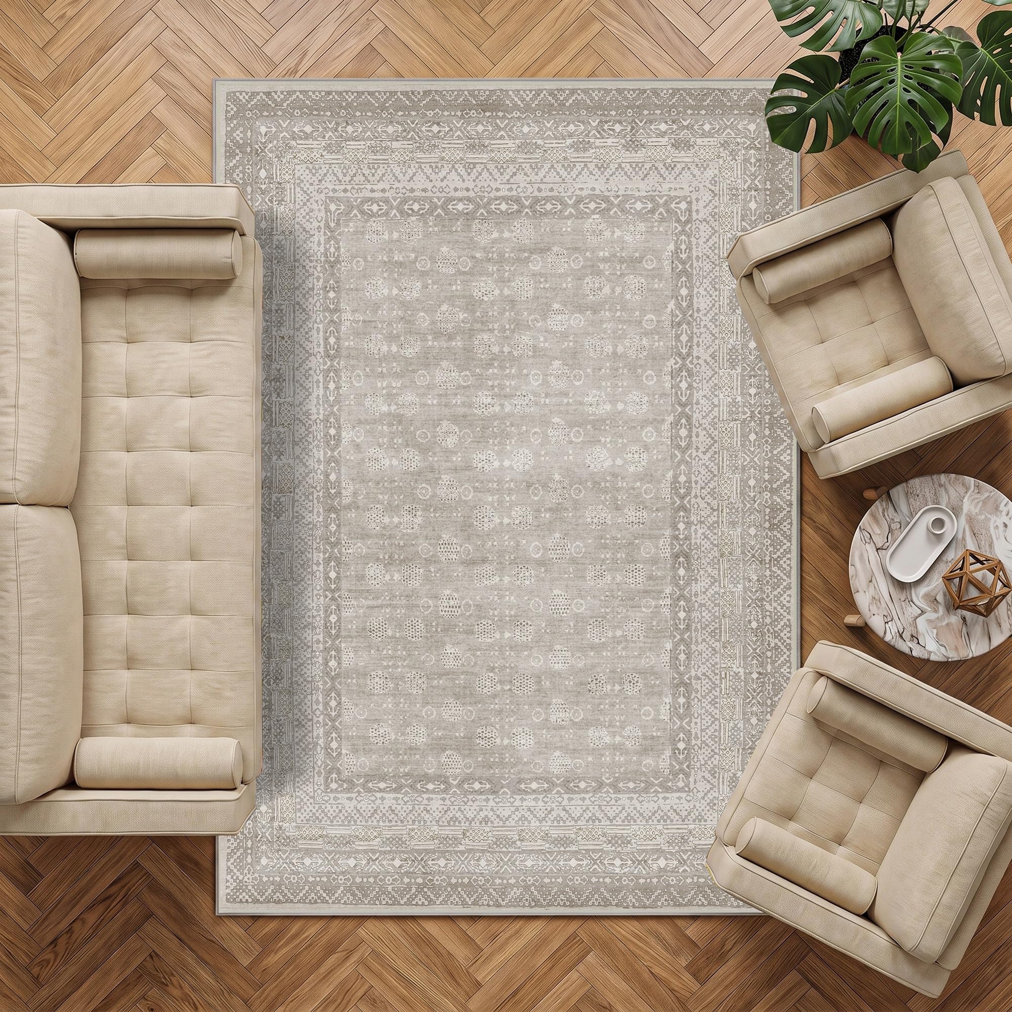 Decoranddecor Traditional Rugs Living Room 160x230cm Washable Non-Slip