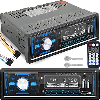 Retoo Car Radio With Bluetooth 1-DIN Hands-Free Kit And Remote Control MP3 Player With 2 USB For Music Games And Charging RGB Colors FM Radio Tuner And Antenna With MP3 AUX RDS SD MicroSD