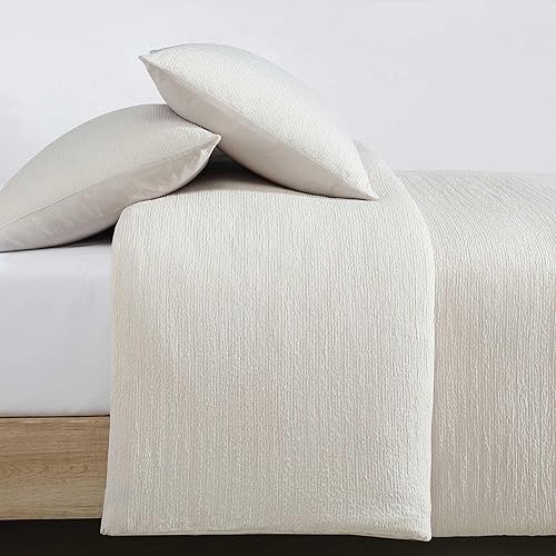 Miniatura 4 de Calvin Klein - Juego de funda de edredón tamaño Queen, ropa de cama con textura suave con cierre de botón oculto, ligero para comodidad durante todo
