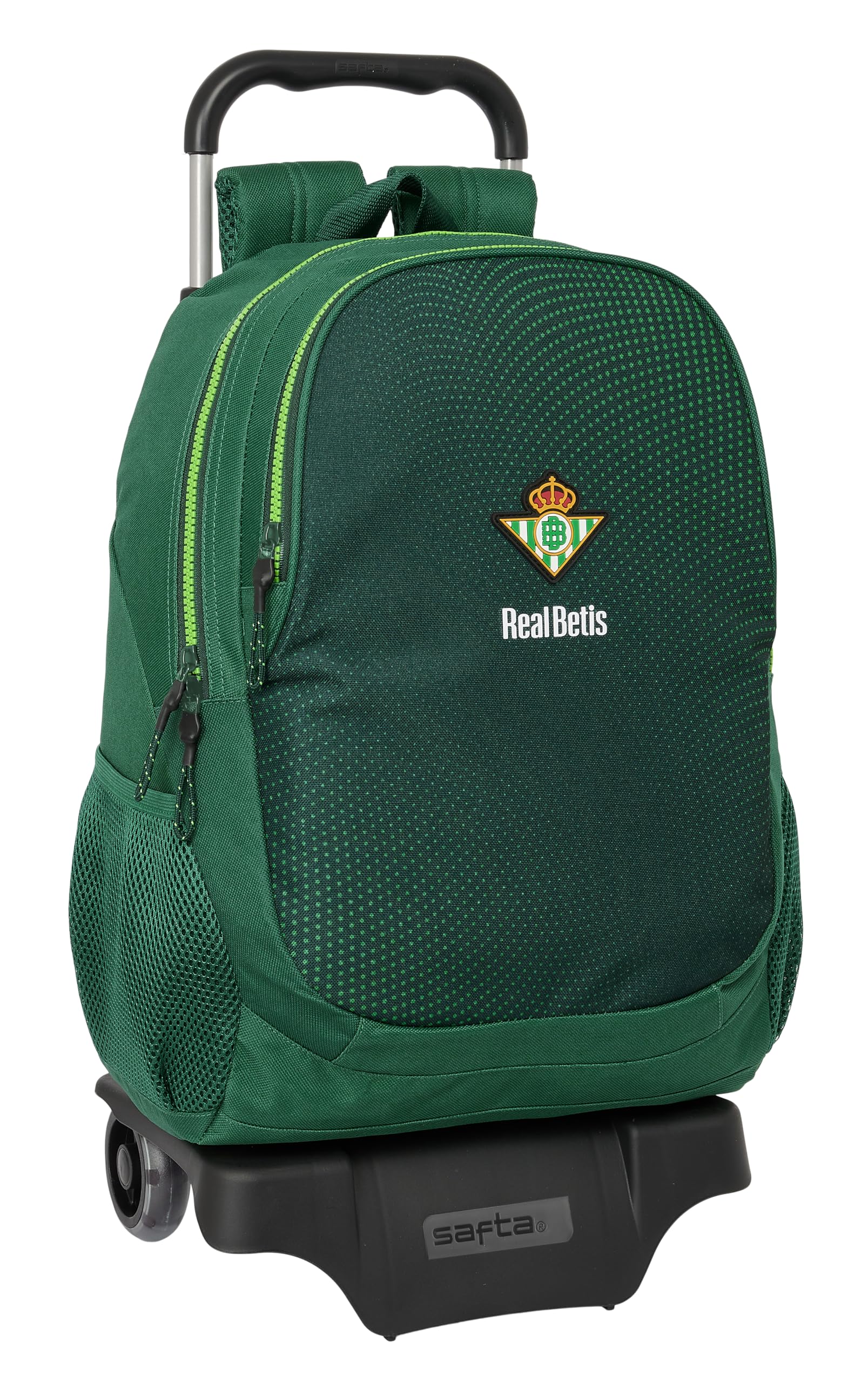 Safta REAL BETIS BALOMPIÉ - Mochila Grande con Carro, Ideal para Niños de Diferentes Edades, Cómoda y Versátil, Calidad y Resistencia, 30x14x43 cm, Color Verde