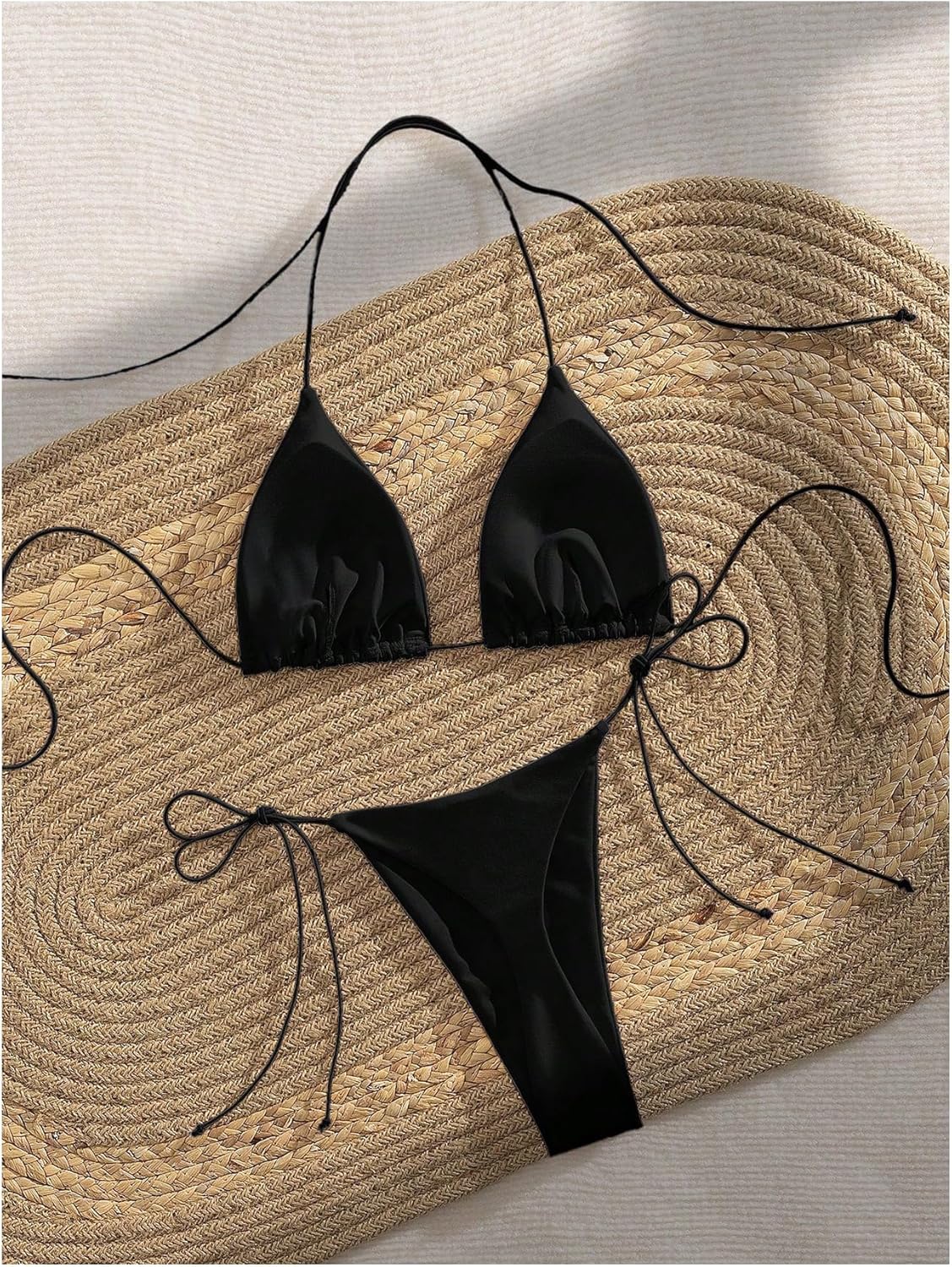 GORGLITTER Women's Sexy Thong Bikini Sets String 2 Piece Swimsuit Halter Triangle Cheeky High Cut Bathing Suit Swimwear