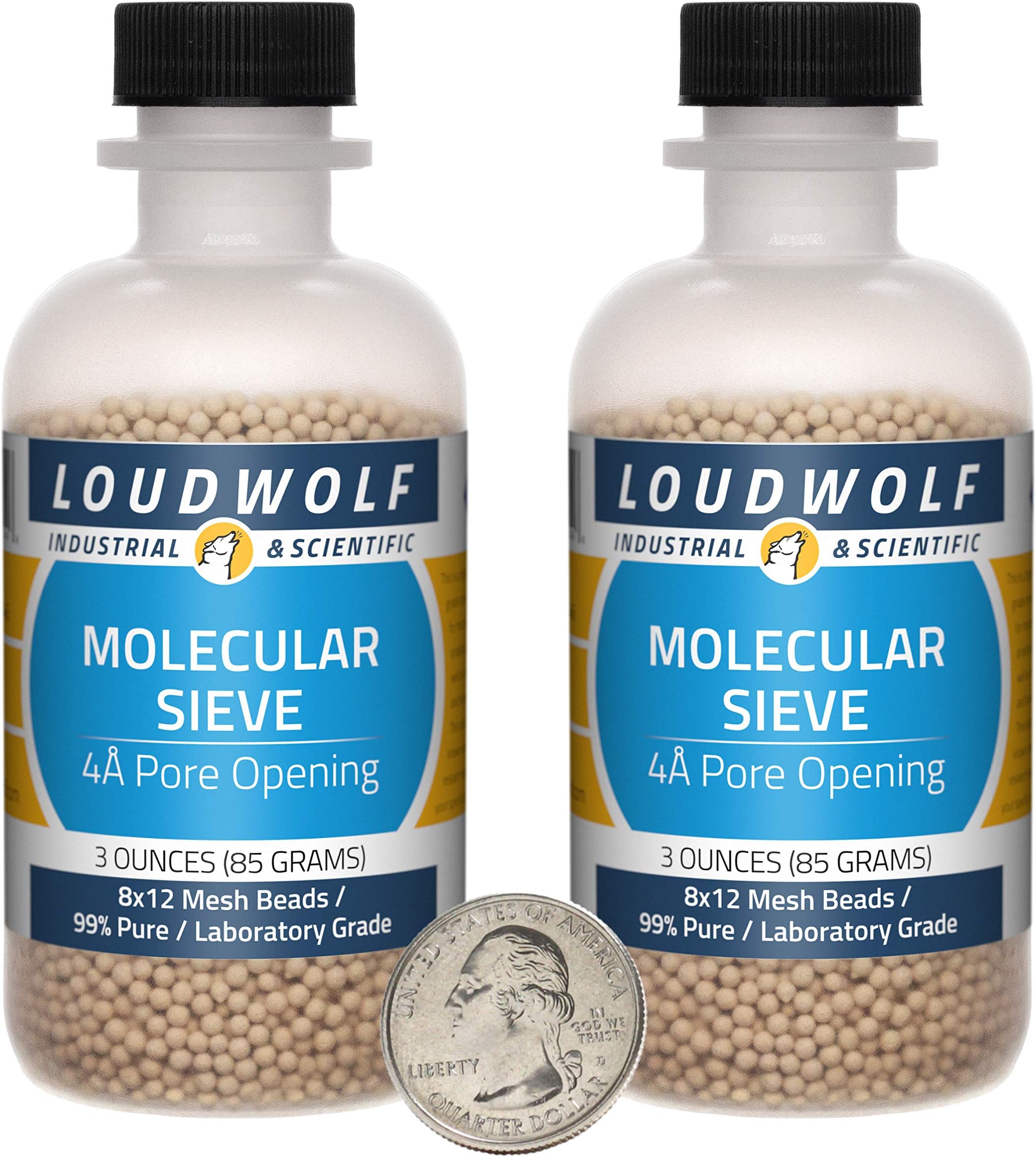 Molecular Sieve / 6 Ounces / 2 Bottles / 99% Pure Laboratory Grade / 8x12 Mesh Beads