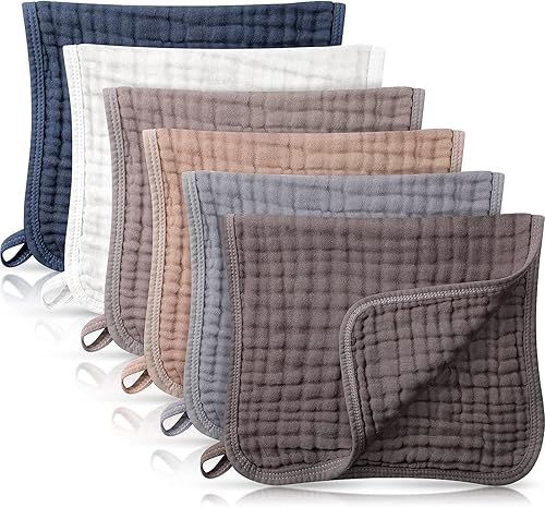 Miniatura 7 de Irenare - Gasas, pañales o toallitas faciales para bebés grandes de muselina, multicolor; con 6 capas absorbentes; 6 unidades, de 20 x 10 pulgadas.