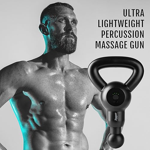Miniatura 5 de Jigger Pistola de masaje de percusión, masajeador de tejido profundo ultra silencioso, ligero y potente con ajustes de 4 velocidades, pistola de