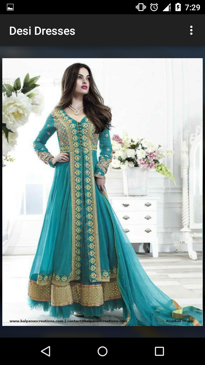 knee length dresses for ladies Navy Blue Desi Pakistani Indian Wedding Gown main image 1