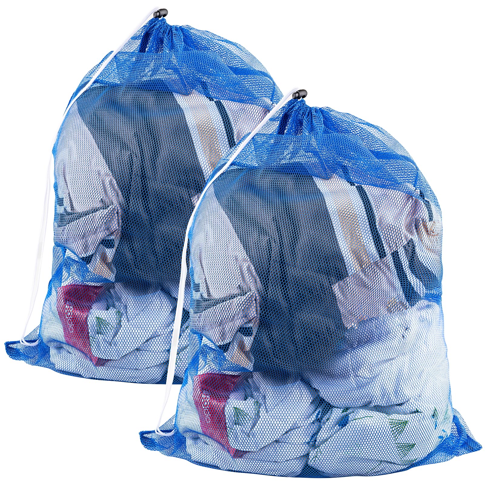 2 Pack Large Mesh Laundry Bags, 24" x 36" Heavy Duty Strong Drawstring Dirty Clothes Bags with Soft Breathable Net, Machine Washable Laundry Bag for