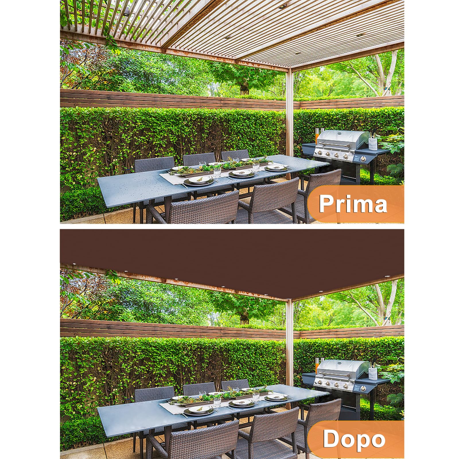 Tenda a Vela Impermeabile 1x2.6m, Tenda Parasole Resistente alle Intemperie Vela Sole Ombreggiante Varie Dimensioni per Giardino Balcone Terrazza - Cachi