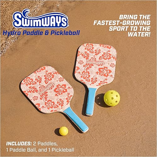 Miniatura 2 de Swimways Hydro Paddle & Pickleball - Juego de paletas y pelotas de pickleball para juegos de piscina, lago y playa, juguetes al aire libre para