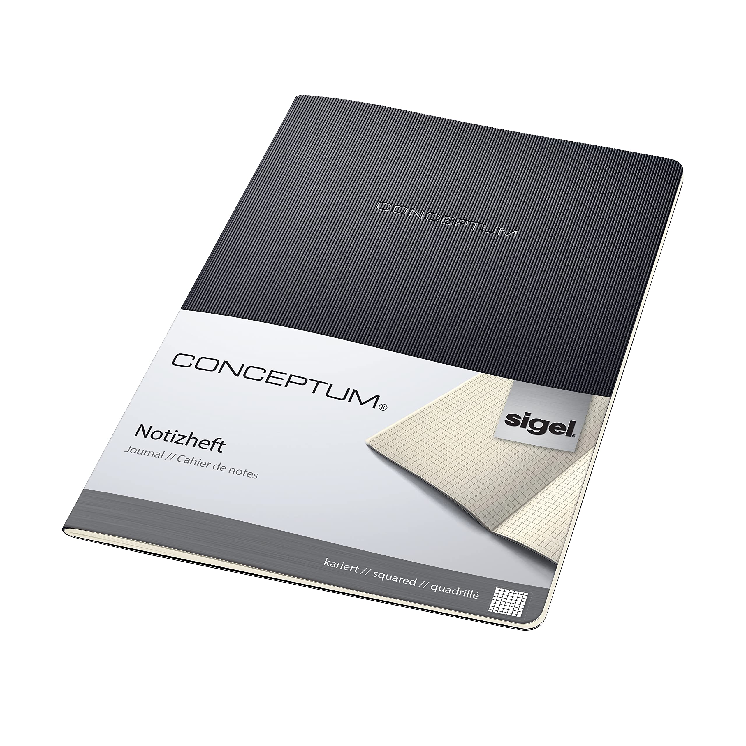 Sigel Conceptum Notizheft A4 kariert schwarz 64 Seiten 5er Pack