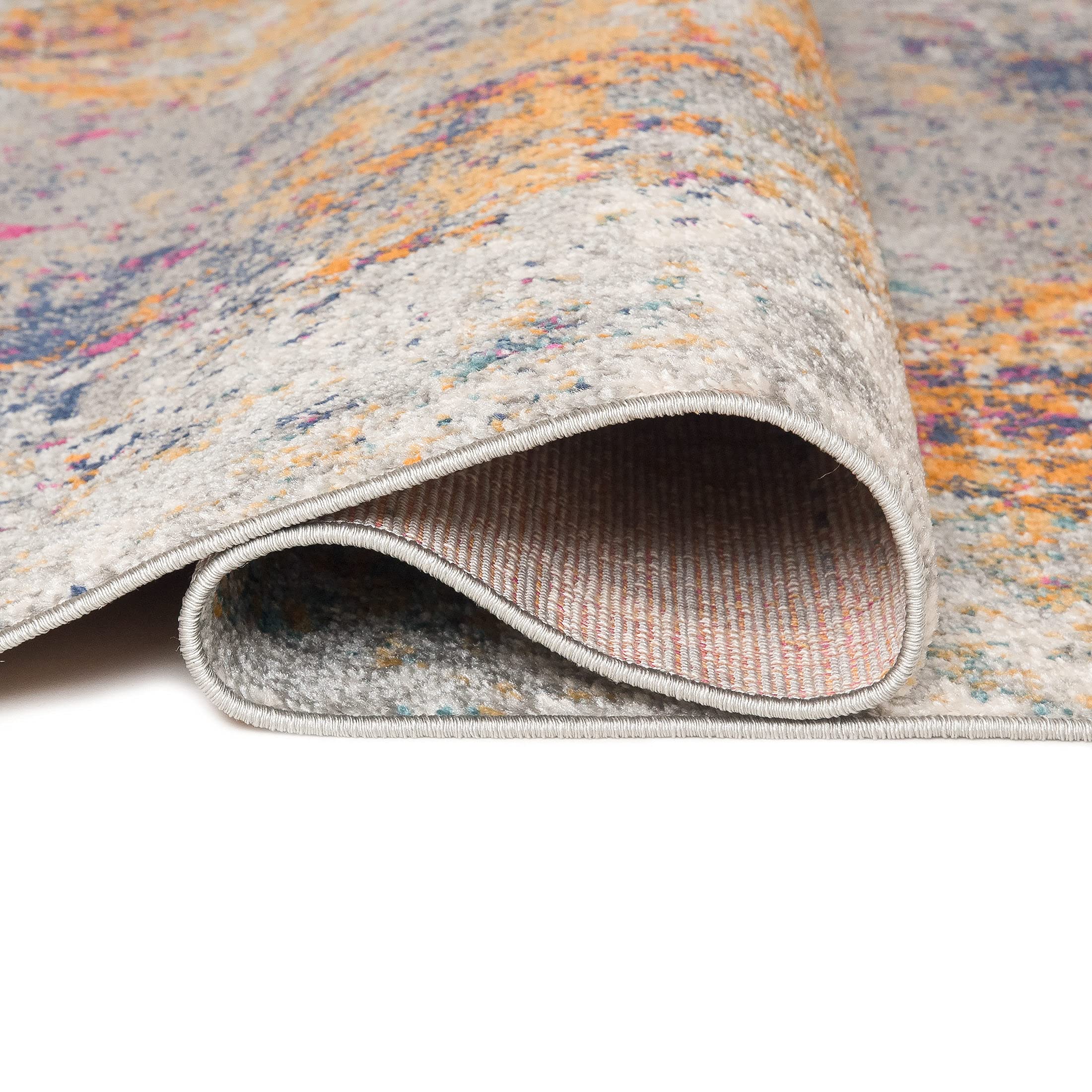 Carpeto Groß Teppich Wohnzimmer 200x300cm Anthrazit Orange Abstrakt Weich