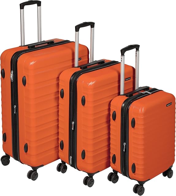 Amazon Basics Hardside Luggage Spinner Set,20"+24"+28", Burnt Orange