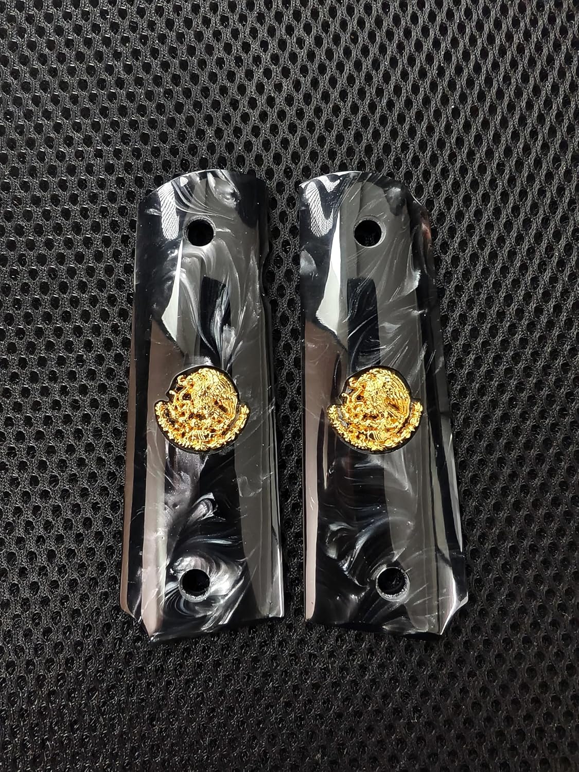 1911 Grips Full Size,White Pearl,Black Pearl,Bonded Ivory,Silver Gold Metal Mexican Eagle,Brown Pearl,Fits Colt,Kimber,Springfield,Remington,Rock Island,Government Commander Models