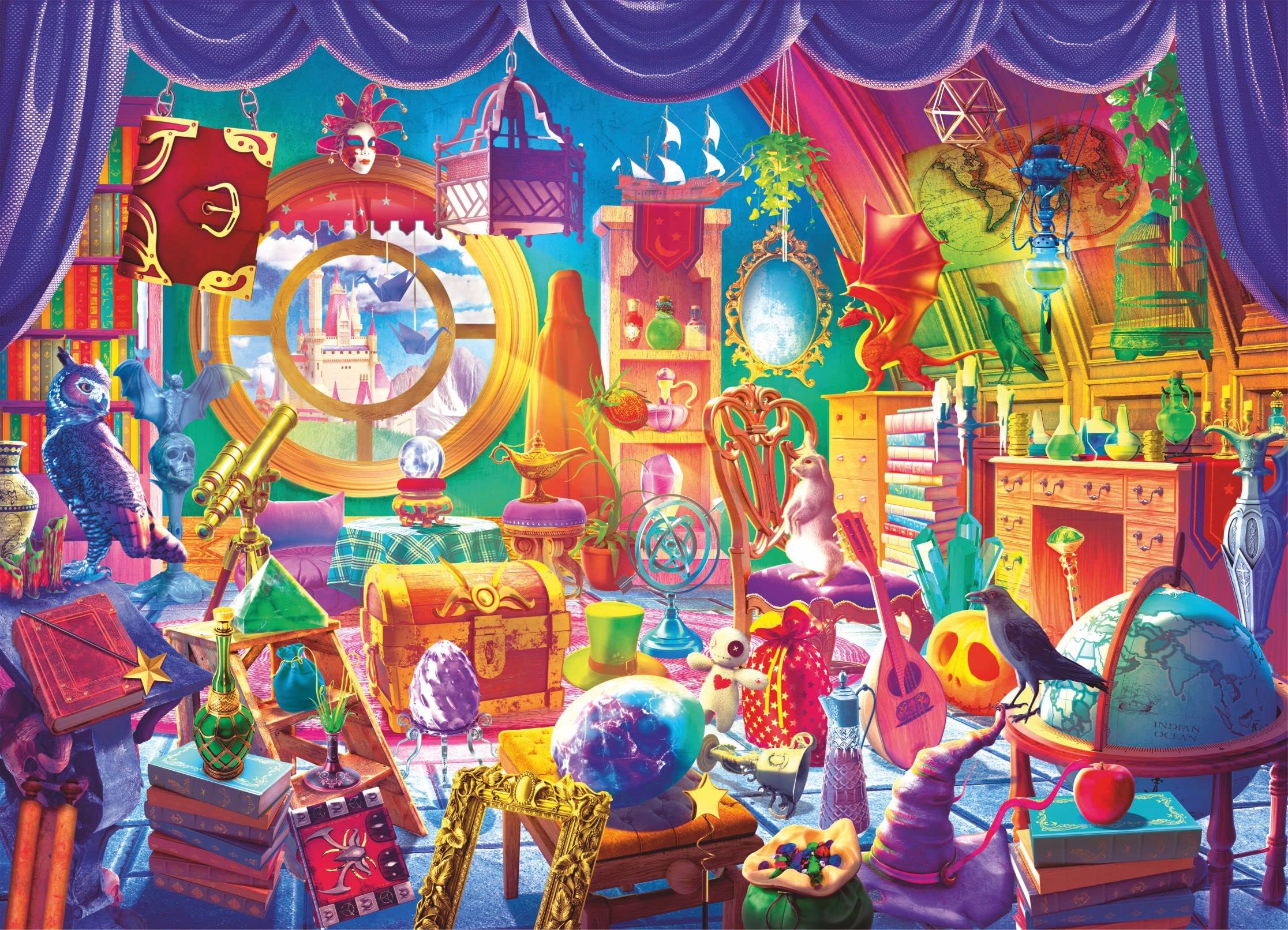 Brain Tree - Magic Room 1000 Piece Puzzle for Adults - Unique Puzzles for Adults 1000 Pieces and up with Droplet Technology for Anti Glare & Soft Touch - 27.5”Lx19.5”W