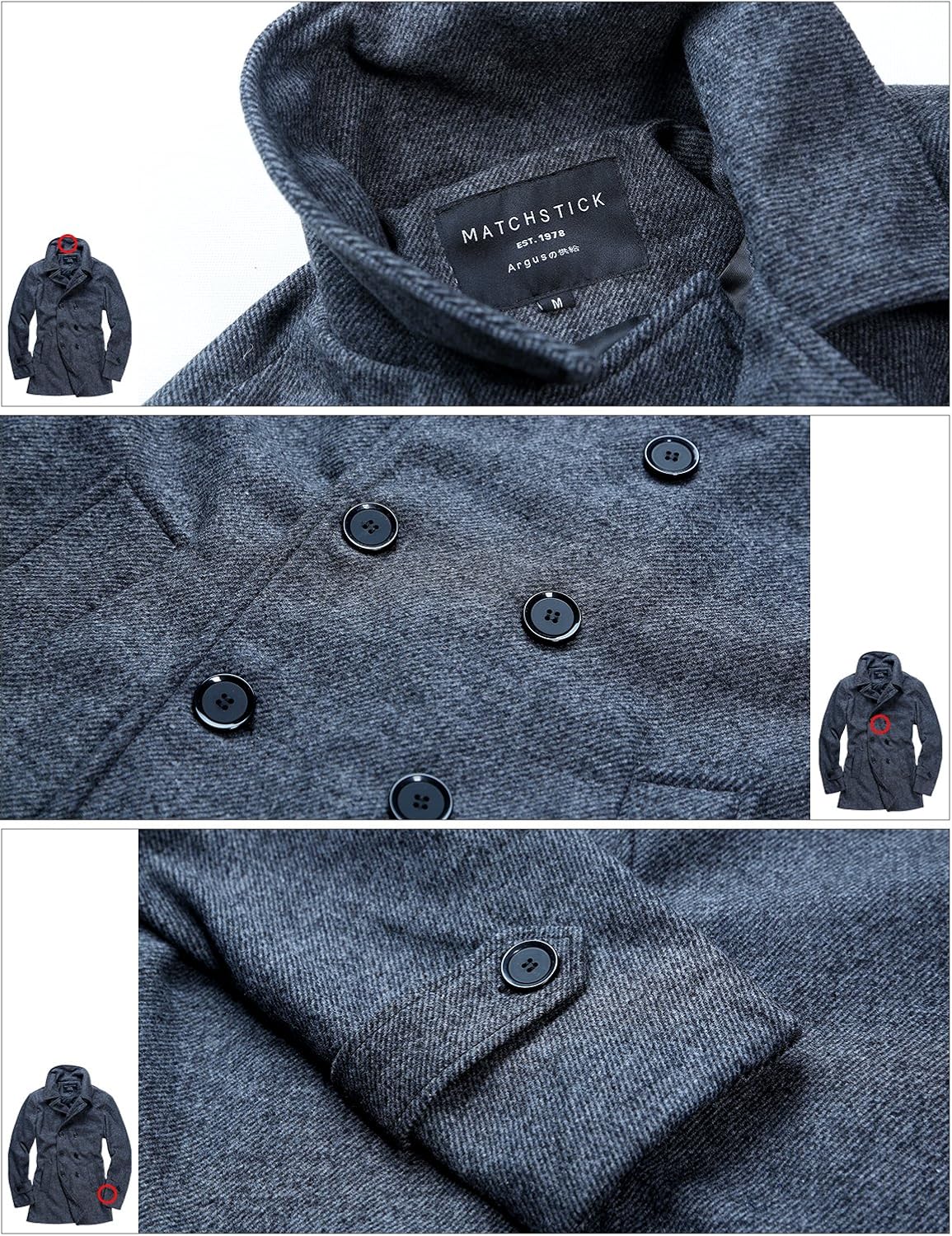 Match Men's Pea Coat