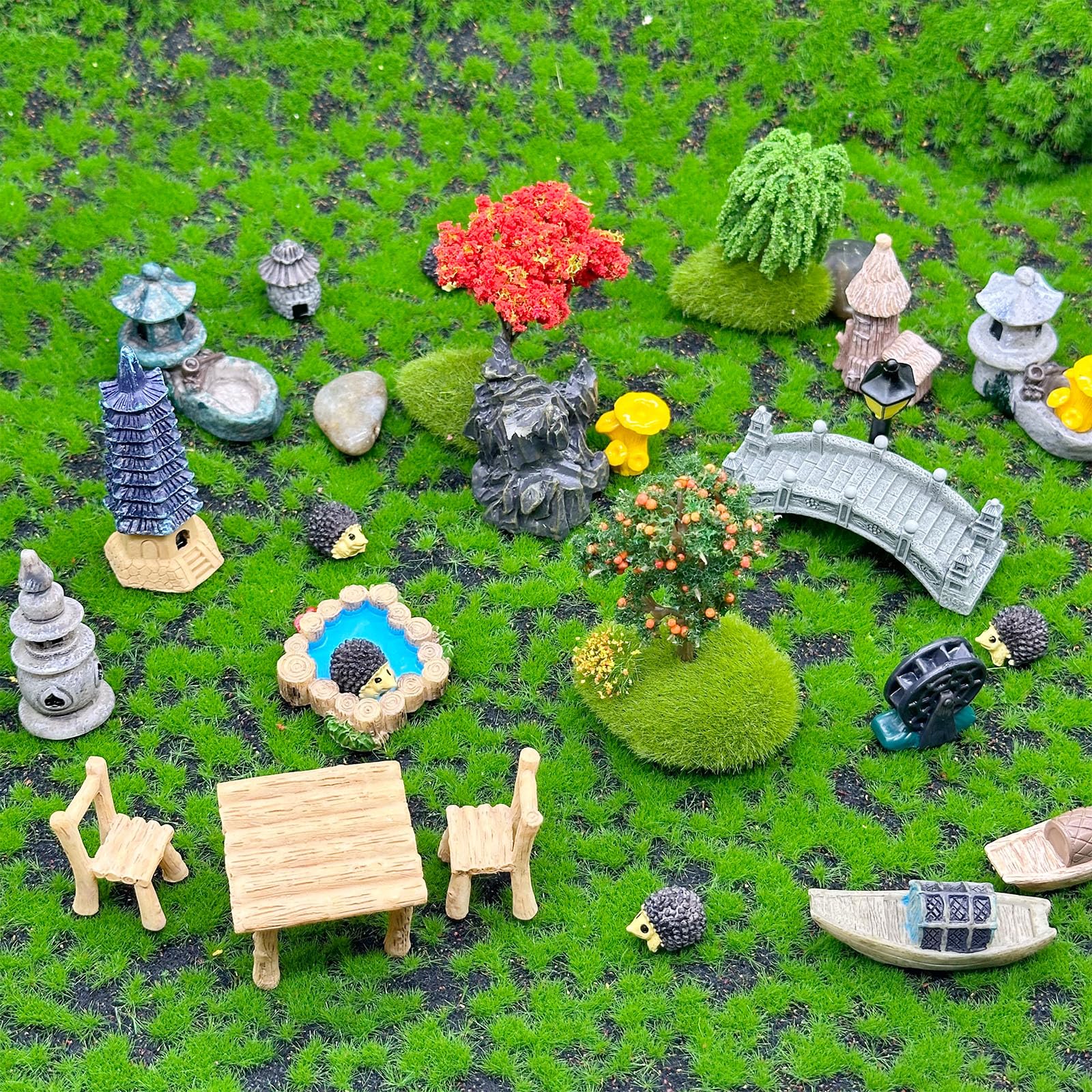 Cayway 44 PCS Mini Zen Accessoires de Jardin Féerique, Kit Miniature Jardin pour Décoration de Maison de Poupée