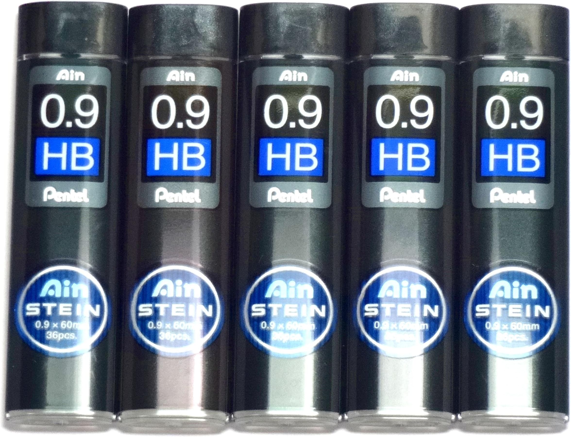 Pentel Ain Pencil Leads 0.9 mm HB, 36 Leads X 5 Pack/total 180 Leads (Japan Import) [Komainu-Dou Original Package]