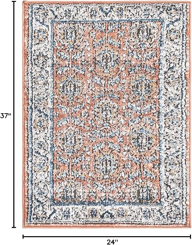 Miniatura 2 de Unique Loom Colección Nyla - Alfombra de área - Princesa (2 pies x 3 pies 1 pulgada, rectangular, rosa salmónmarrón)