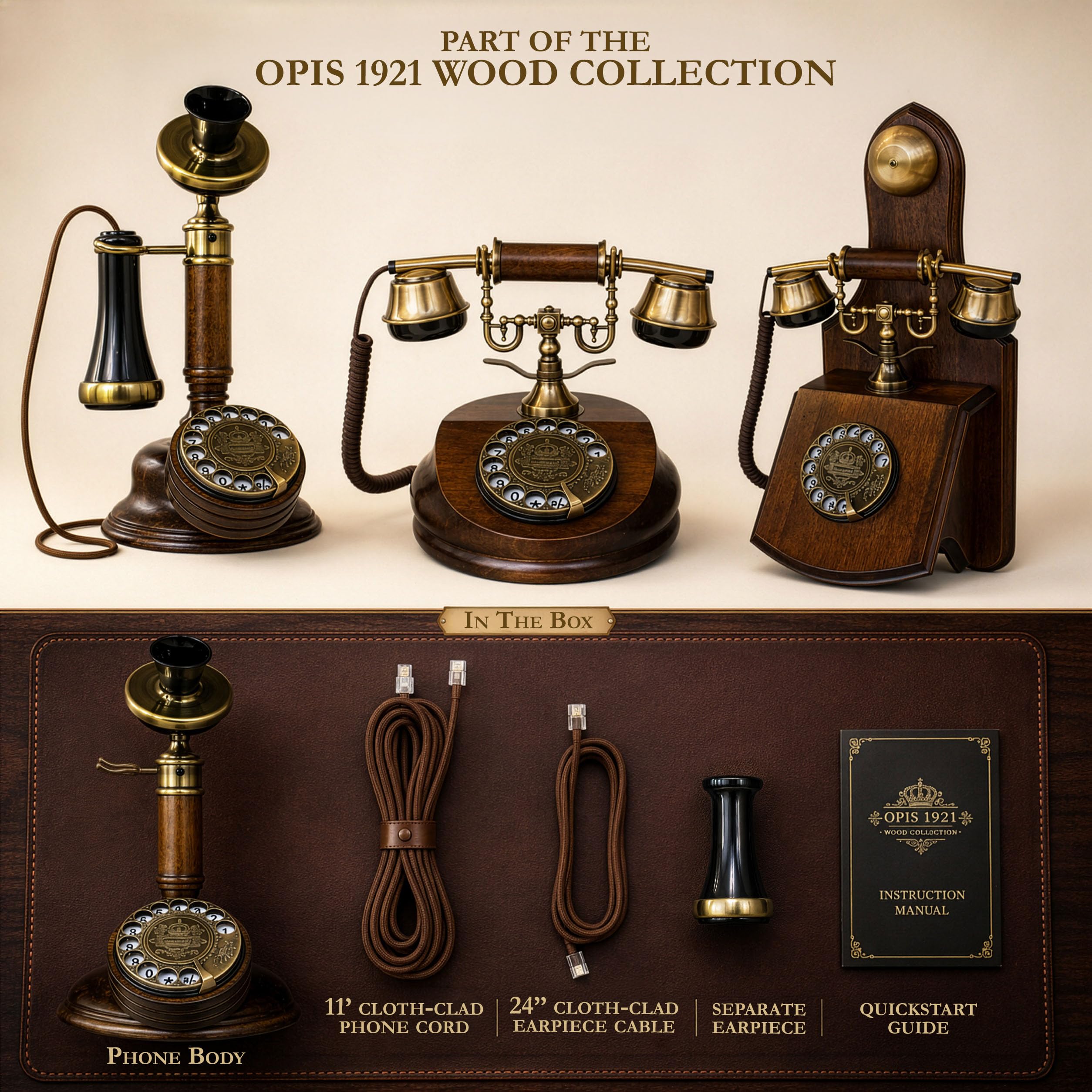 Opis Technology 1921 Cable Model C Real Wood Candlestick Rotary Phone — Amazon image 9