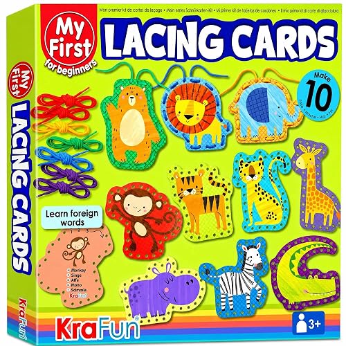 KRAFUN My First Lacing Cards Kit for Toddlers & Kids