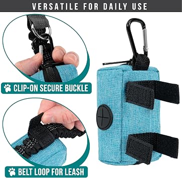 PetAmi Dog Poop Bag Holder Leash Attachment, Waste Bag Dispenser Pouch