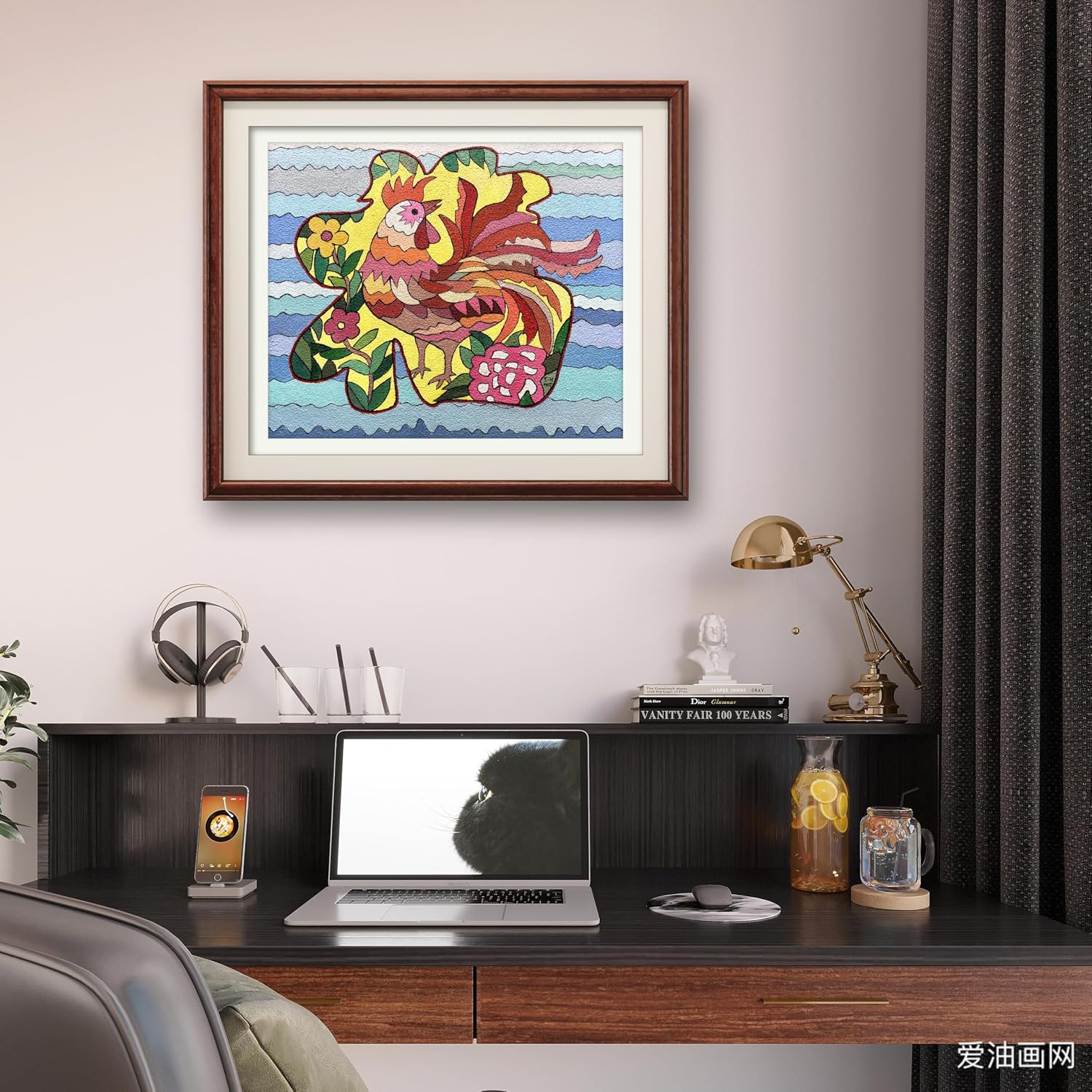 Neat and aesthetically pleasing. Simple framing, aluminum alloy frame, modern and fashionable. Original work, already sold, customizable.Original artist creation ,Texture oil painting, home decoration, symbolism: Abundant blessings, auspiciousness, great fortune. The painting measures19.69*23.62 inch. Good LUCK and Great FORTUNE, da ji da fu