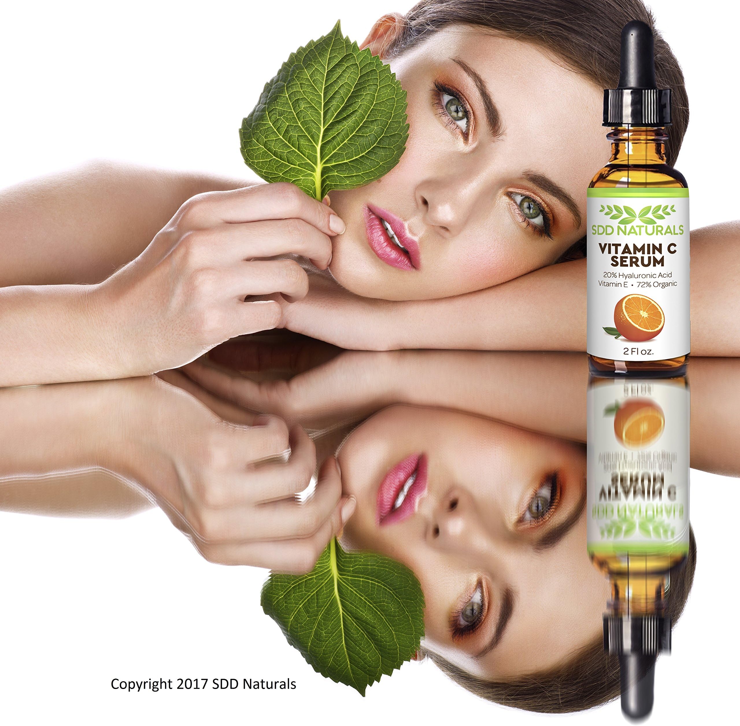 SDD Naturals Vitamin C Serum with Vegan Hyaluronic Acid & Vitamin E 20% Active Vitamin C Superior Quality Moisturizer for All Skin Types Promotes Radiant & Youthful Skin 1 oz. by SDD Naturals