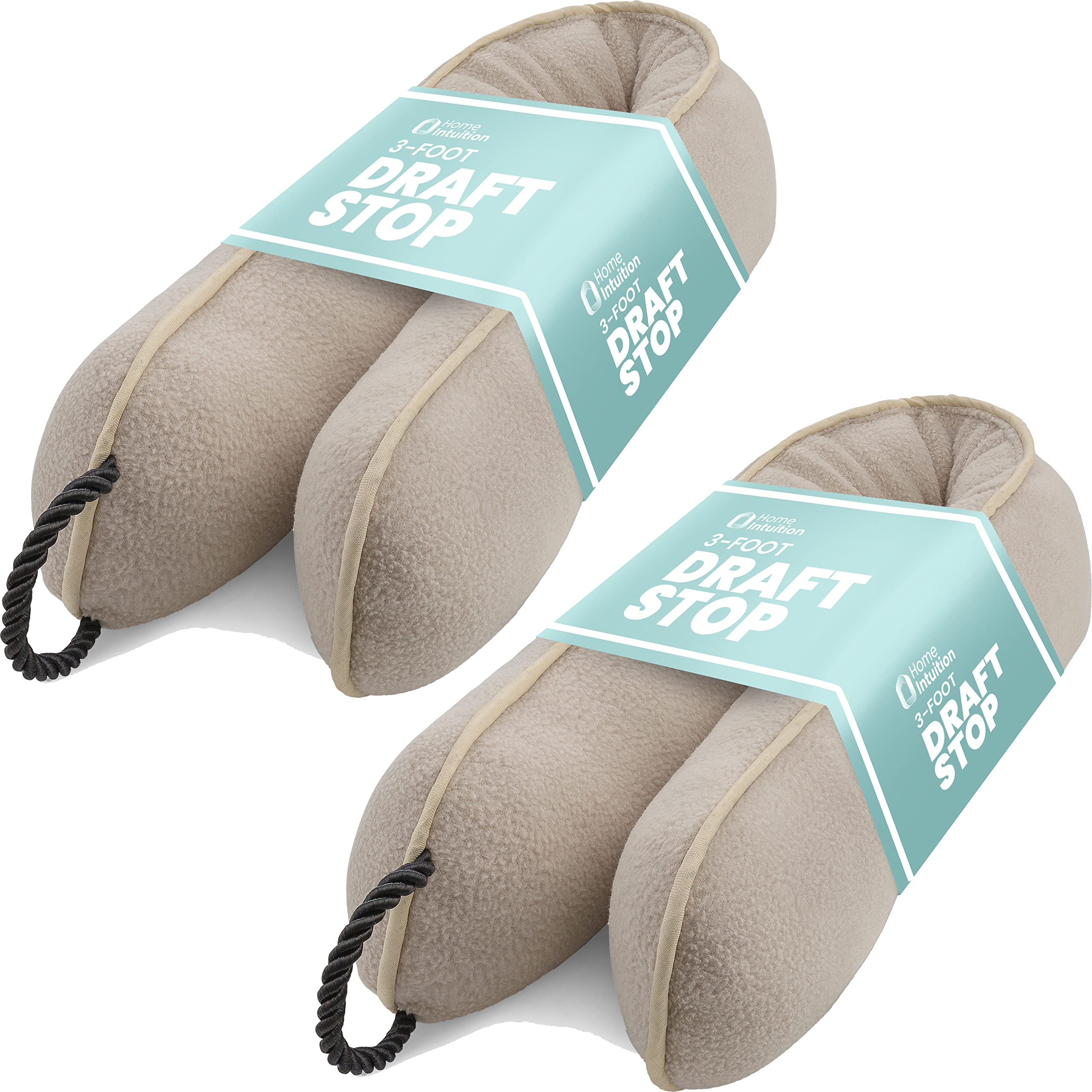 Home Intuition3-Feet Draft Stopper Cloth Seal Weather Stop, Beige, 2 Pack