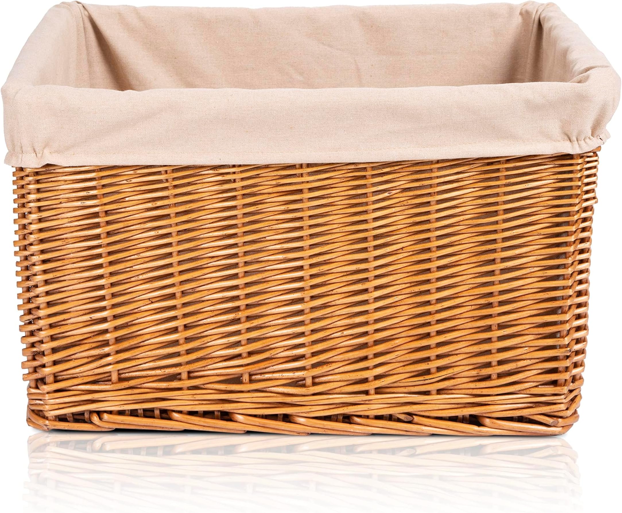 – Natural Finish Nursery Baby Room Wicker Storage Basket New Born Gift Hamper (Brown, Large)