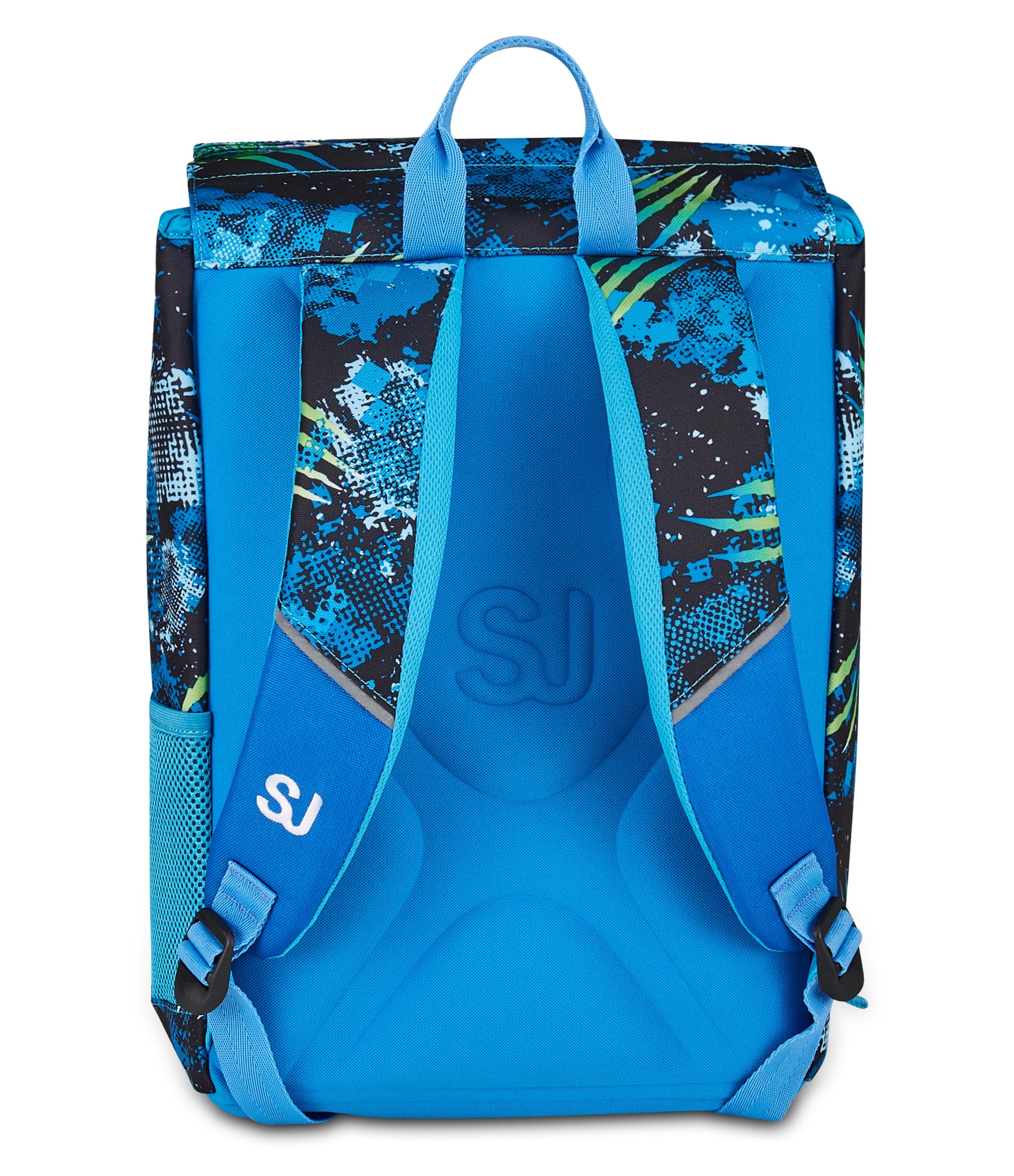 SJ GANG STYLE JAM GANG Zaino Estensibile, Volume Regolabile, Doppio Scomparto, Tasca Porta Borraccia, Scuola e Tempo Libero, Turchese Fluo, Bambini, blu