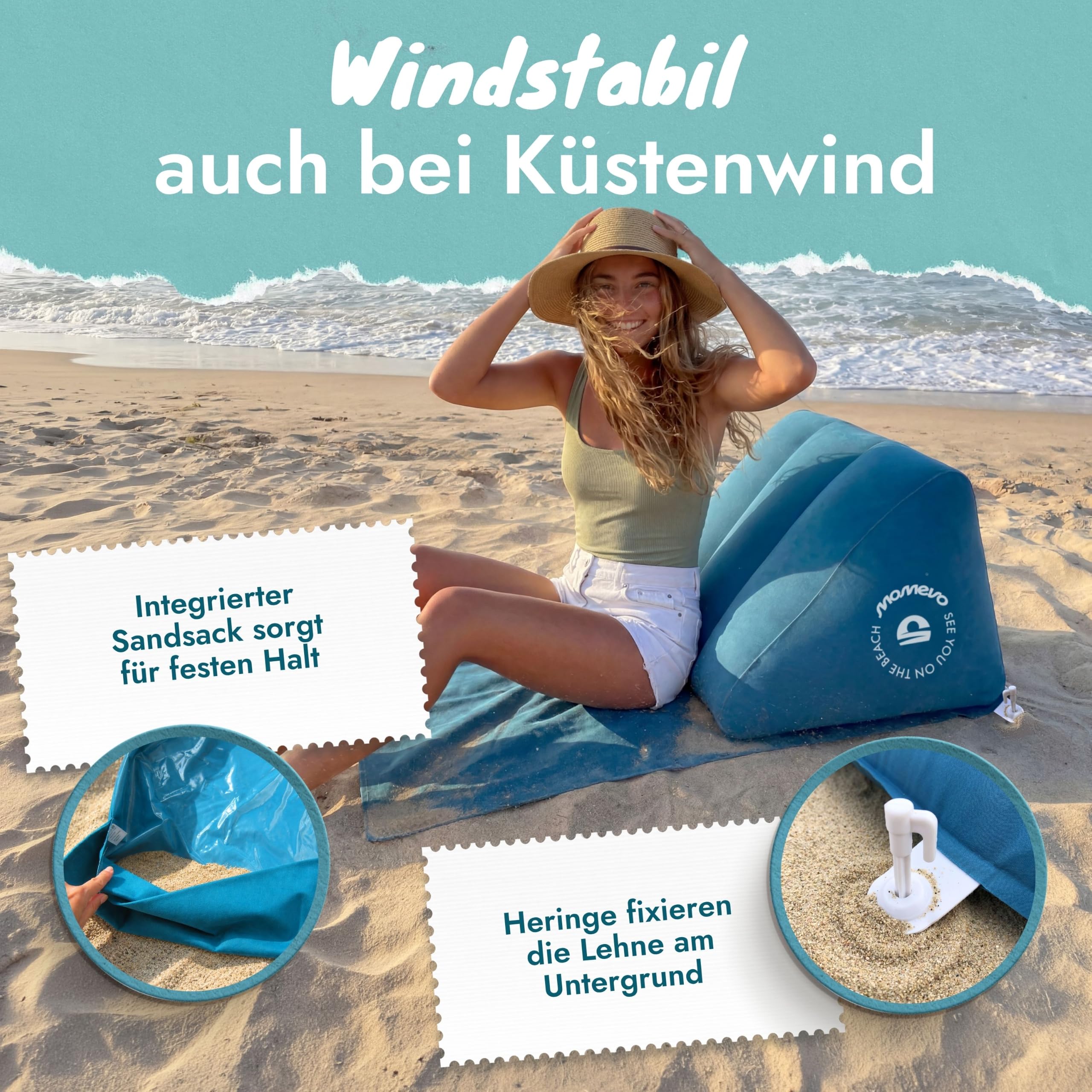 Airlounge Strandlehne aufblasbar Beach Lounger Petrolblau
