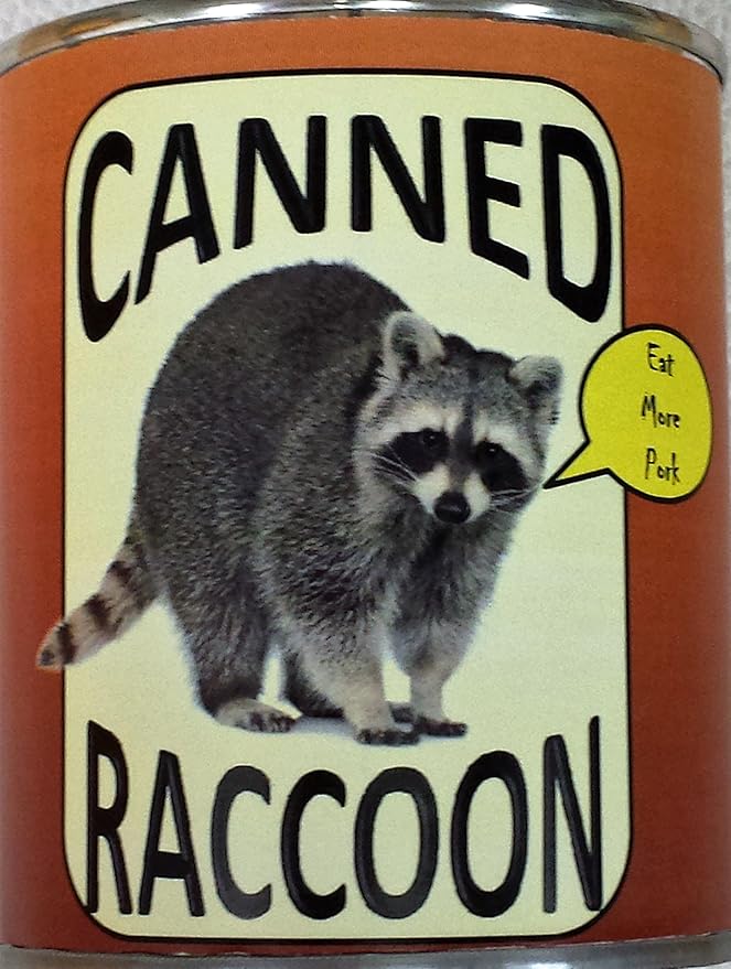 Canned Raccoon A Fun Gag Can of Faux Raccoon Meat! Toys & Games