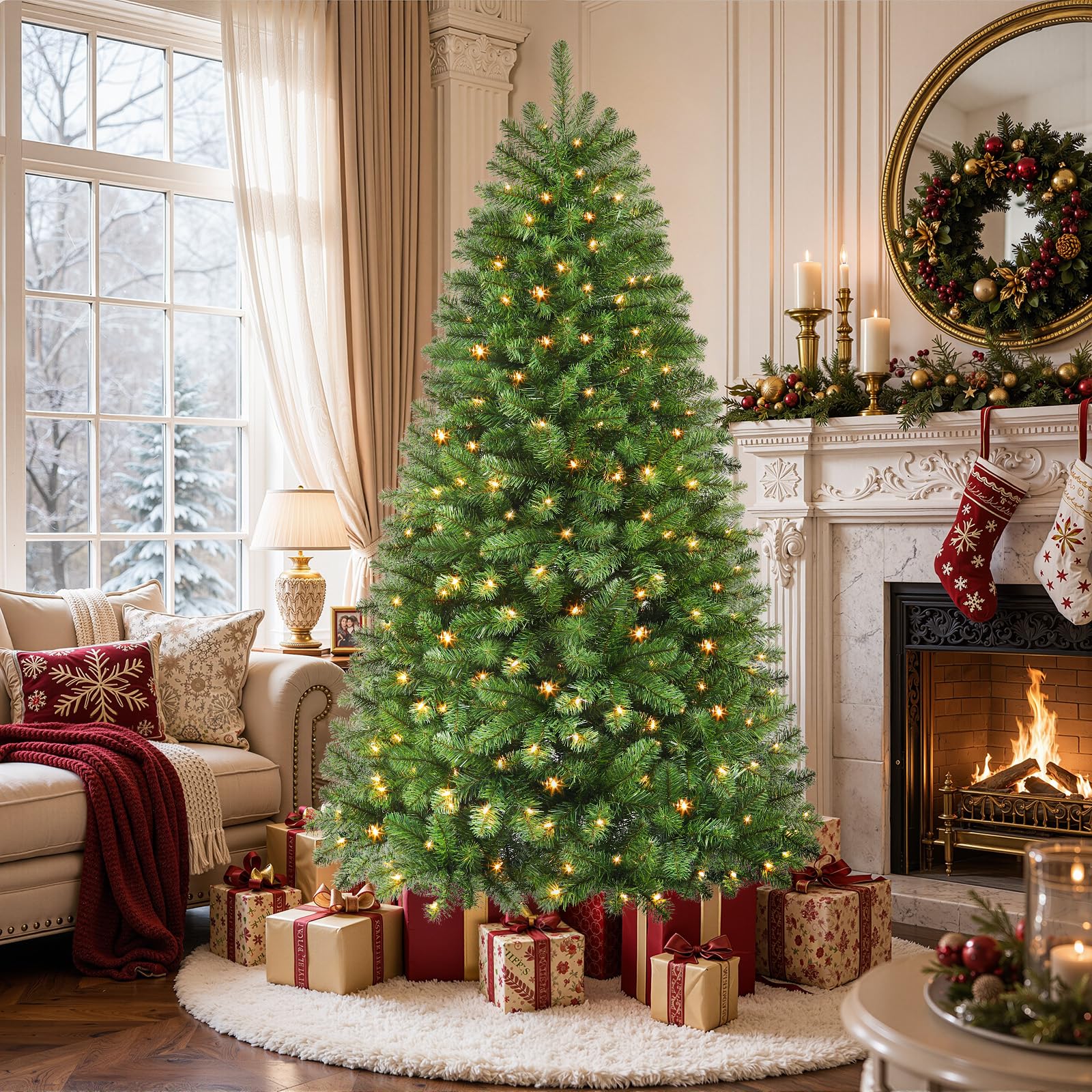 SHareconn 4.5FT Christmas Tree with Warm White Lights