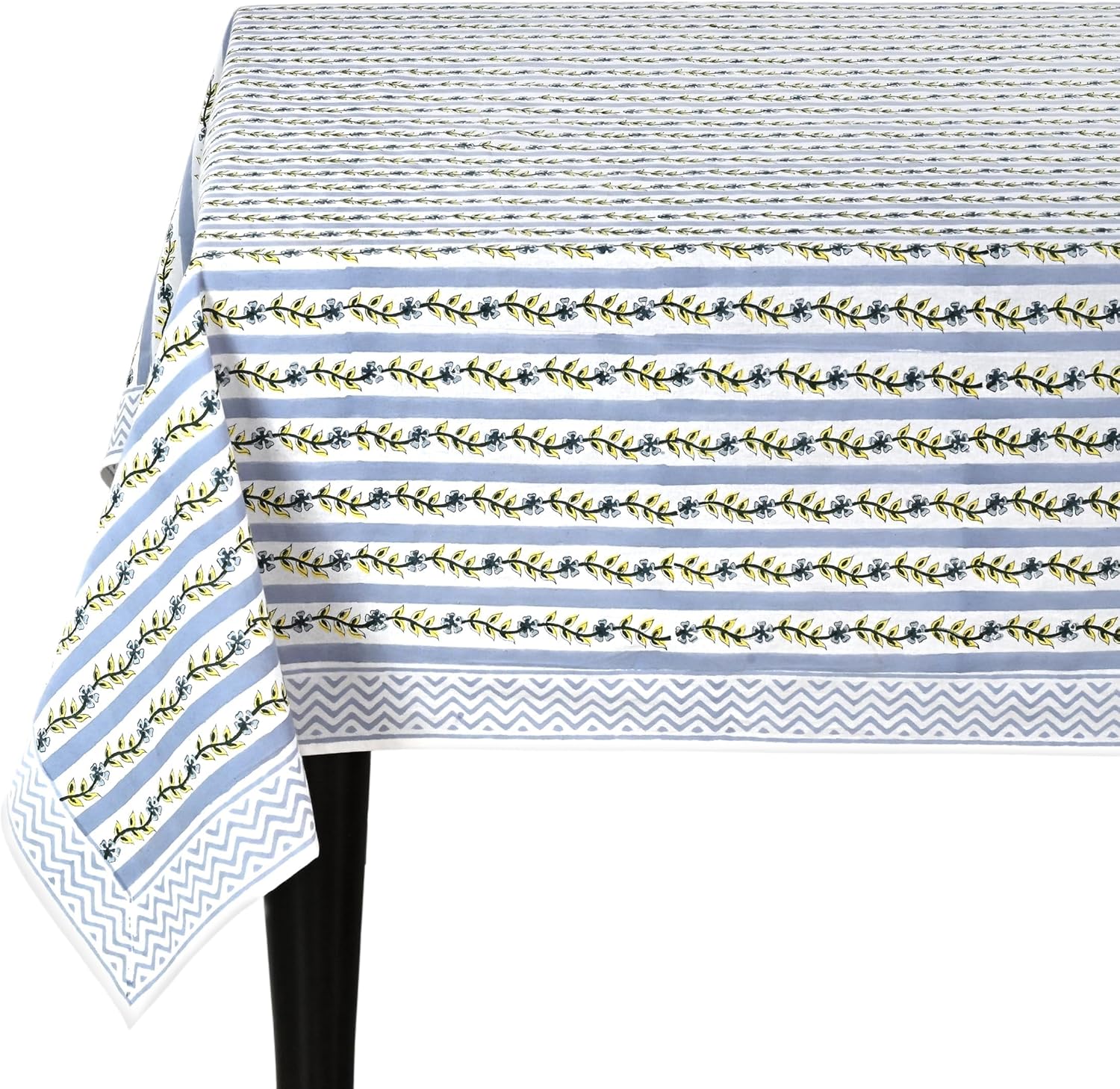 Ridhi Hand Block Print Dolphin Gray Square Cotton Tablecloth 60" x 60" Reusable Table Cover Decorative Everyday Use for Dining, Farmhouse, Home Gift for Spring, Easter, Valentine