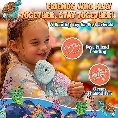 Miniatura 2 de Forest & Twelfth Animal de peluche de tortuga teñido anudado, animales marinos de 9 pulgadas, juguetes para niños, ideal para juegos de simulación,