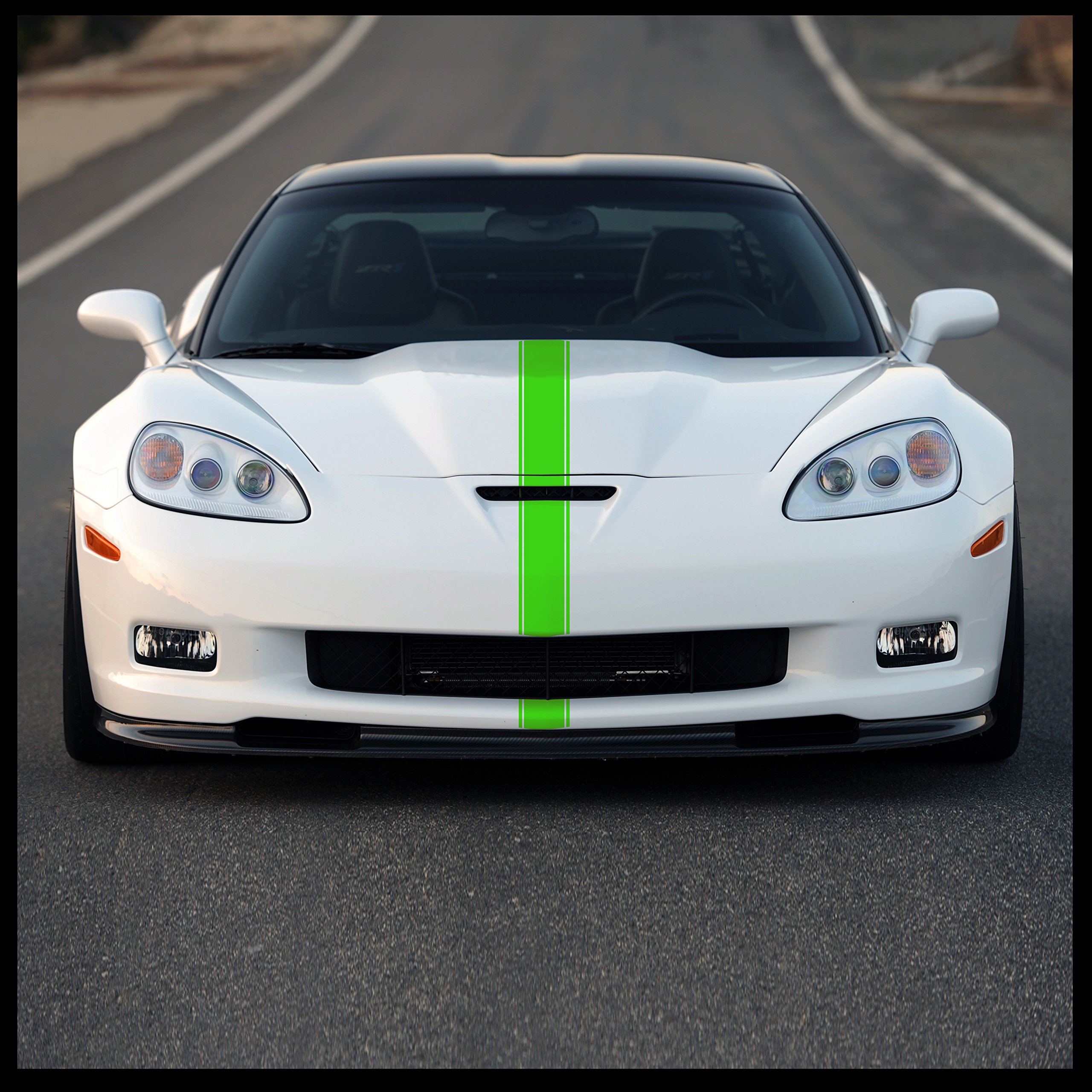 Sticker Connection | Racing Stripes | Hood Rally Vinyl Race Stripes | (2"x72", Lime Green)