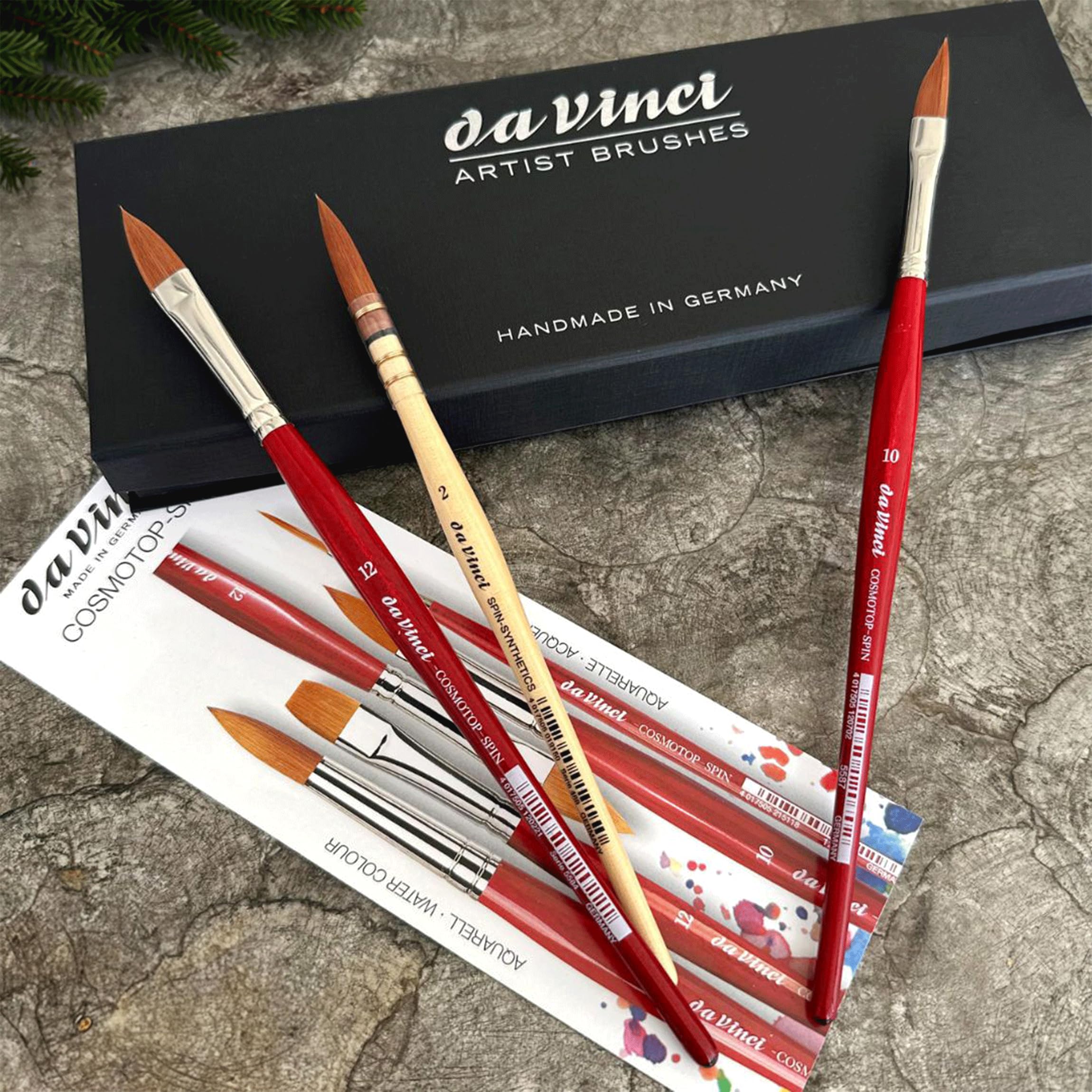 da Vinci Brushes Set di pennelli per acquerello, nero, misura 2, misura 10, ovale misura 12