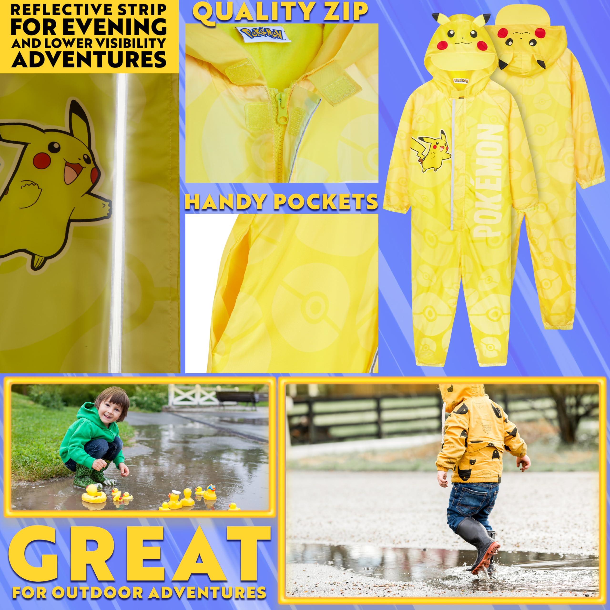 Get Trend Combinaison de Pluie Enfant Imperméable Garçon et Fille, Capuche Polaire, Manteau de Pluie Enfant, Idée Cadeau