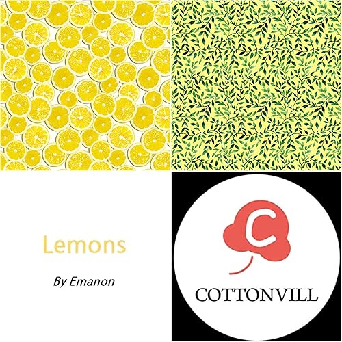 Miniatura 5 de COTTONVILL EMANON Collection 20COUNT - Tela de algodón con estampado (14 unidades, limones)