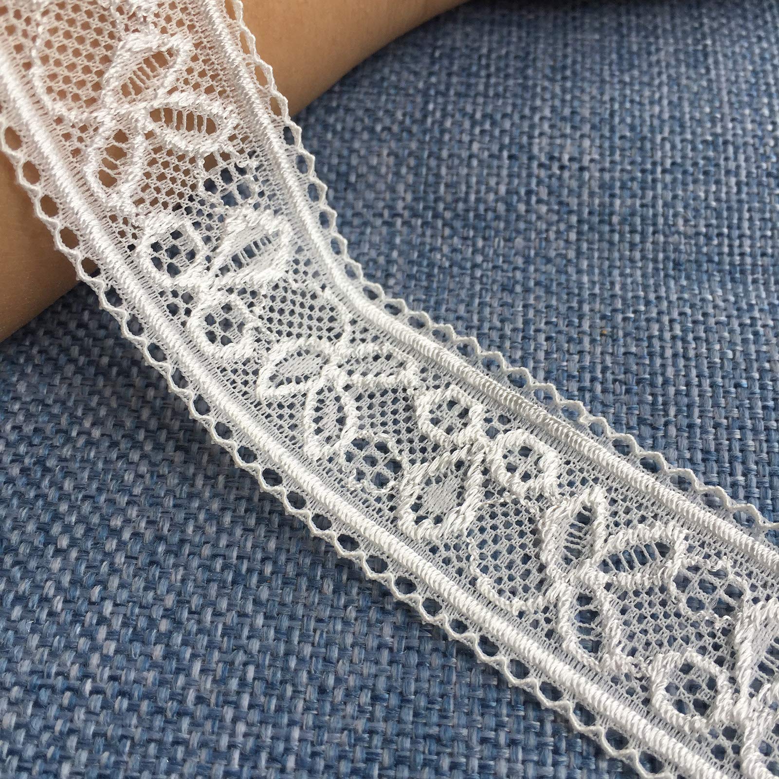 Lace Realm 1.5 Inch Wide Stretch Floral Pattern Lace Ribbon Trim For Sewing, Gift