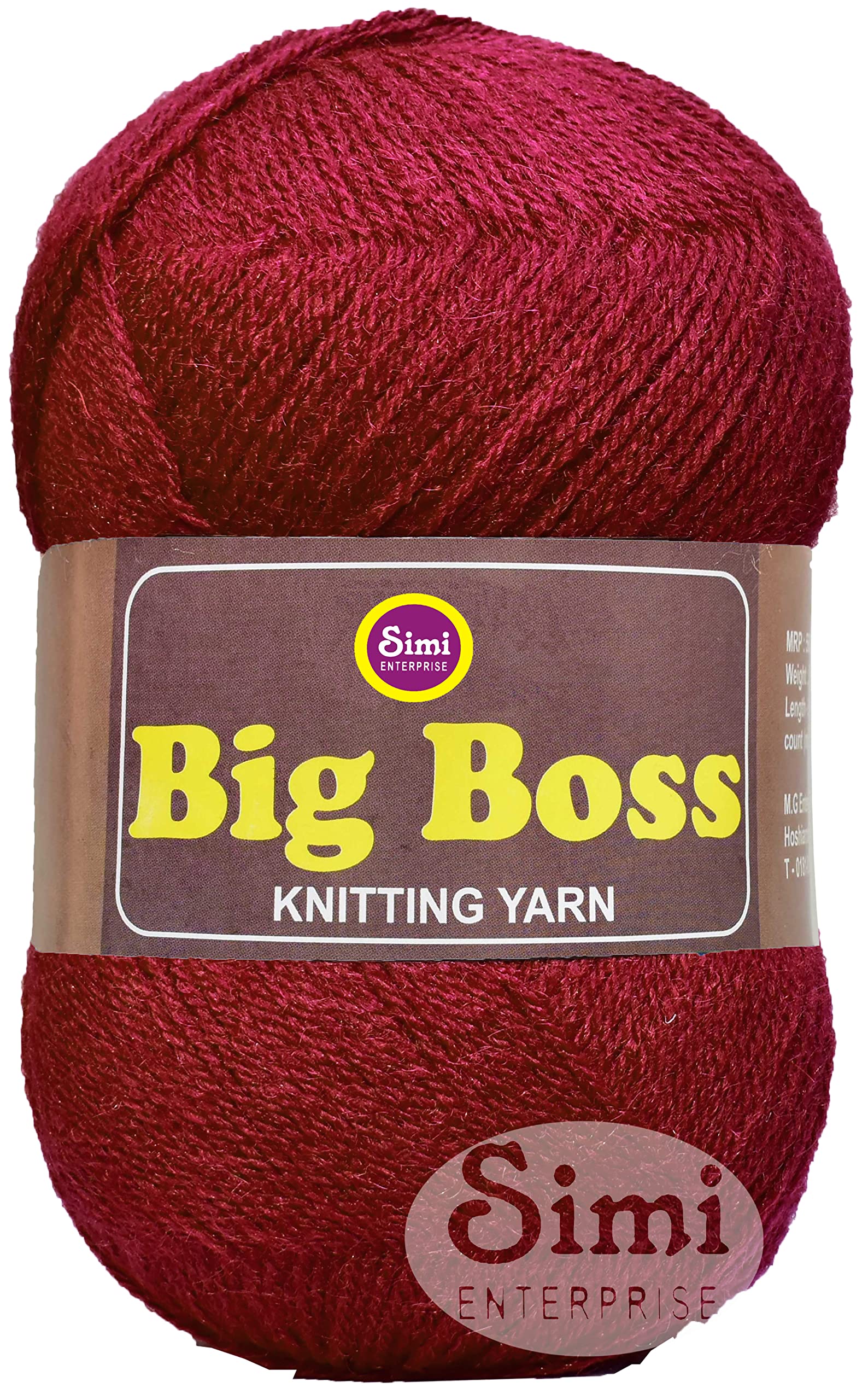 SIMI Enterprise Big Ball Mehroon (200 gm) Wool Ball Hand Knitting Wool/Art Craft Soft Fingering Crochet Hook Yarn, Needle Knitting Yarn Thread Dyer R SVC