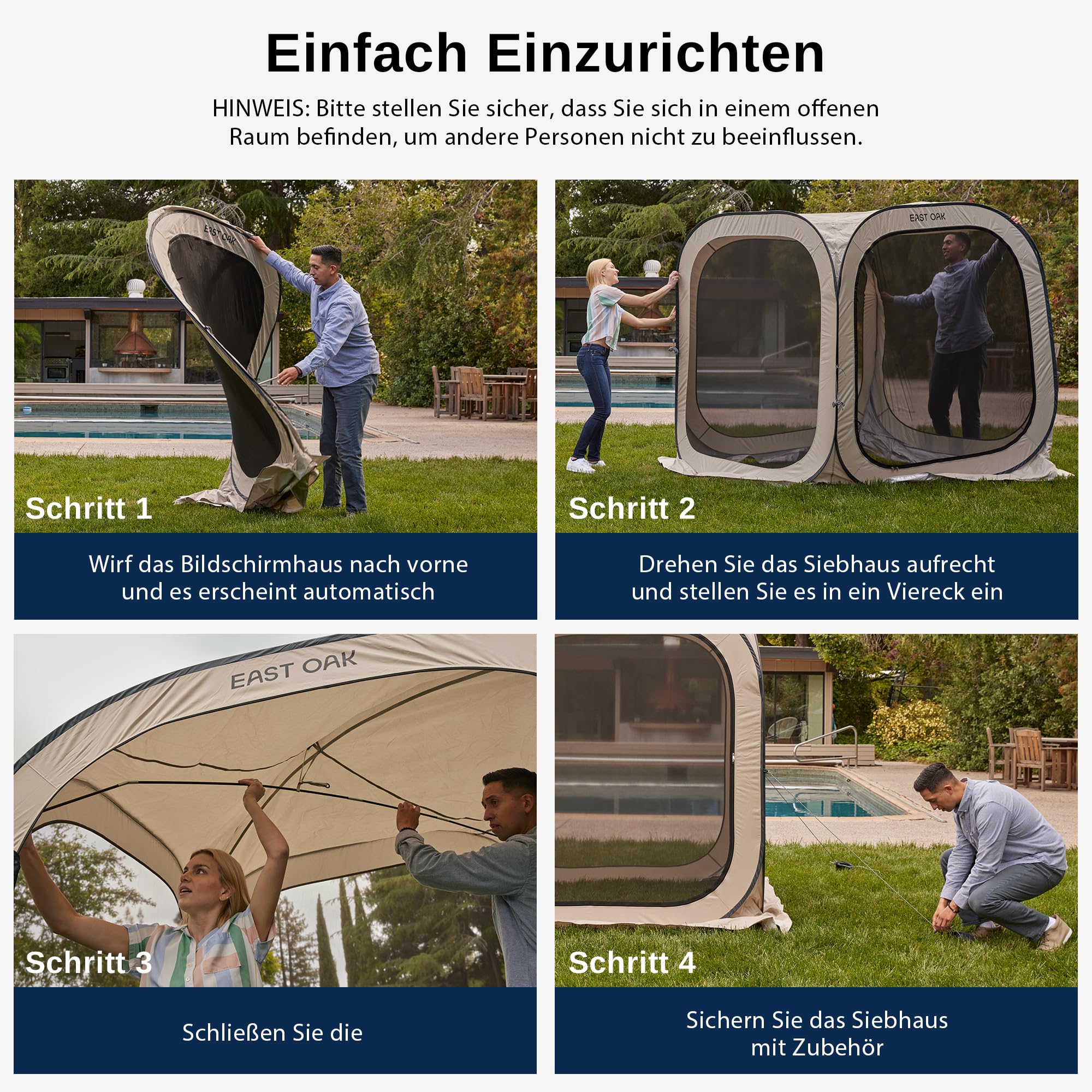EAST OAK Unisex – QL04TA2-EU namiot rzucający dla dorosłych, kremowy beżowy, 1,2 x 1,2 m