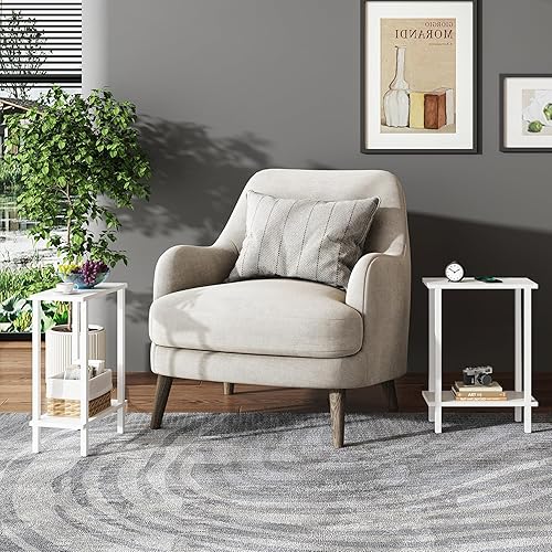 Miniatura 8 de TUTOTAK Mesa auxiliar pequeña, mesa de extremo estrecho, mesa de sofá delgada, mesita de noche delgada, mesa de sofá, sala de estar, dormitorio,