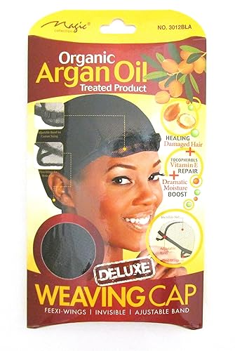 Magic Organic Argan Oil Deluxe 3012 - Gorra de tejido (6 unidades), ala Feexi, invisible ajustable, a prueba de correr, banda ajustable, tamaño